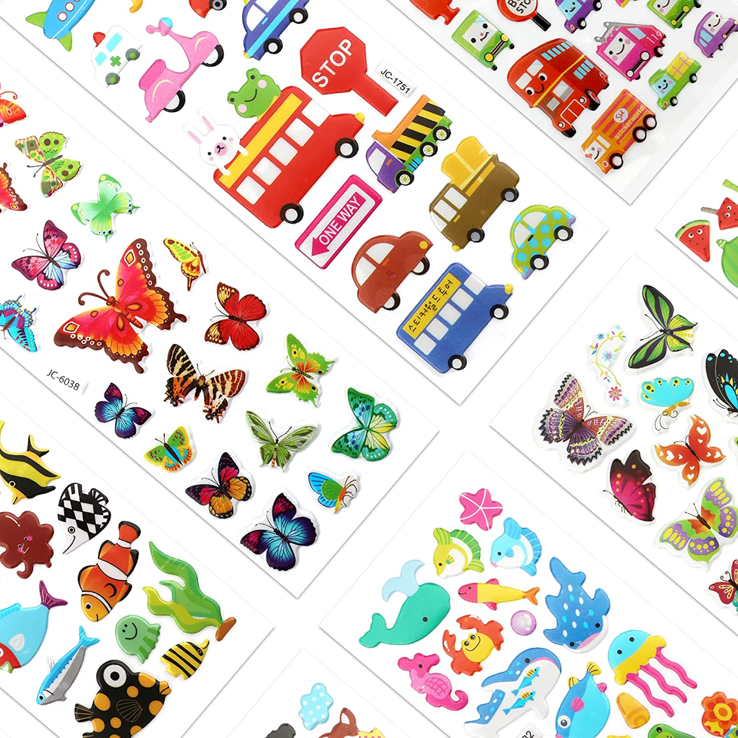 SAVITA 3D Stickers for Kids & Toddlers 500+ Puffy Stickers Variety Pack for Scrapbooking Bullet Journal Including Animal, Numbers, Fruits, Fish, Dinosaurs, Cars and More&hellip; image number 1