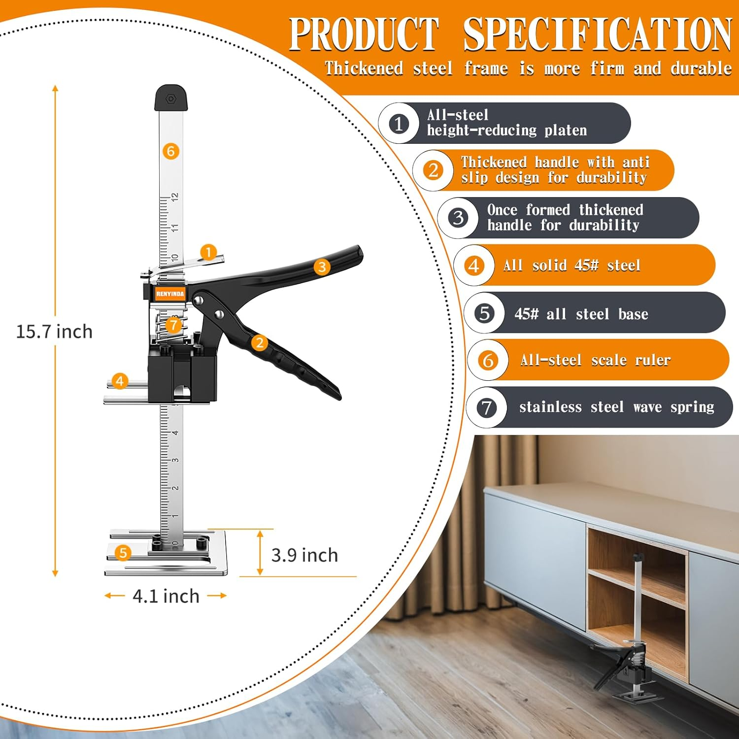 RENYINDA Labor-Saving Arm Jack 15.7Inch for Installing Windows and Doors, Lifting Furniture, Woodworking Tools, Wall Tile Positioning image number 3
