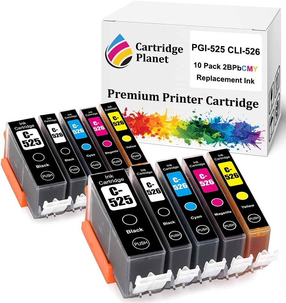 Cartridge Planet 10 Pack (2BK,2PBK,2C,2M,2Y) Compatible Ink for Canon PGI-525 CLI-526 PGI525 CLI526 for Canon IP4800 IP4850 IP4950 IX6550 MG5150 MG5250 MG5350 MG6150 MG6250 MG8150 MG8250 MX715 MX885..