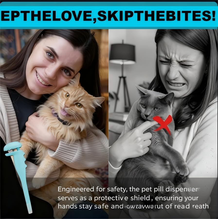 Pet Pill Shooter with 2 Premium Soft Silicone Tips, Medicine Dispenser for Cats and Dogs,Blue and Pink Dinosaur Style-Regular Transparent Style，Fo Acts as Pet Piller, Medicine Feeder (Blue) image number 1