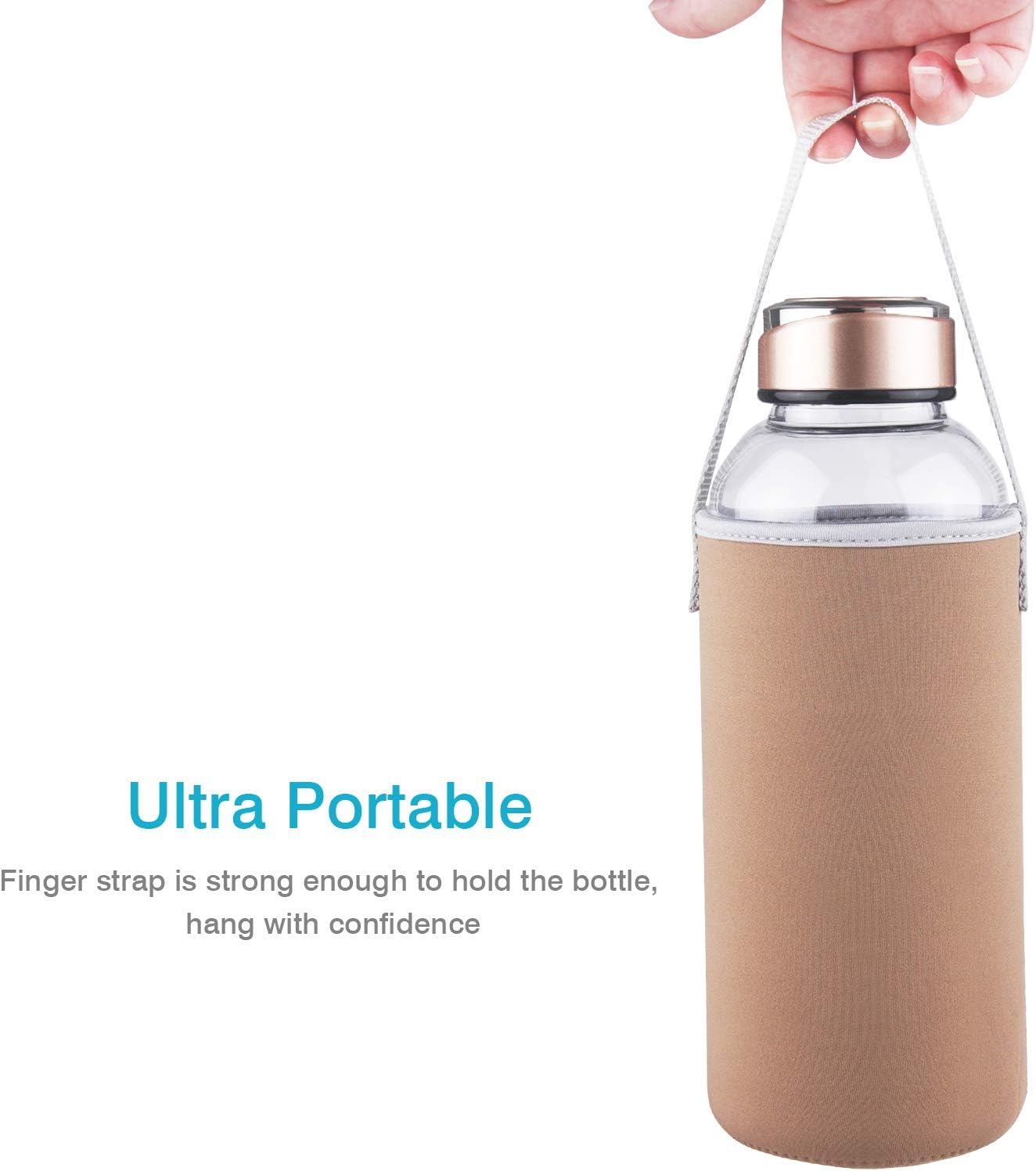 48Oz Borosilicate Glass Water Bottle BPA Free Reusable Glass Drinking Bottle with Neoprene and Stainless Steel Lid