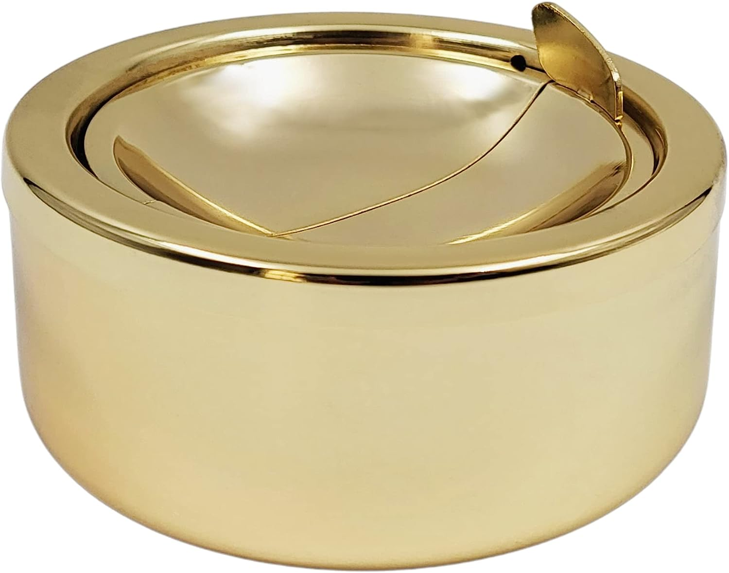 Gold Classic Metal Ashtray with a Lid for Cigarettes - Windproof Outdoor Ashtrays Can Patio Outdoor Indoor Decorative Fancy Ash Tray