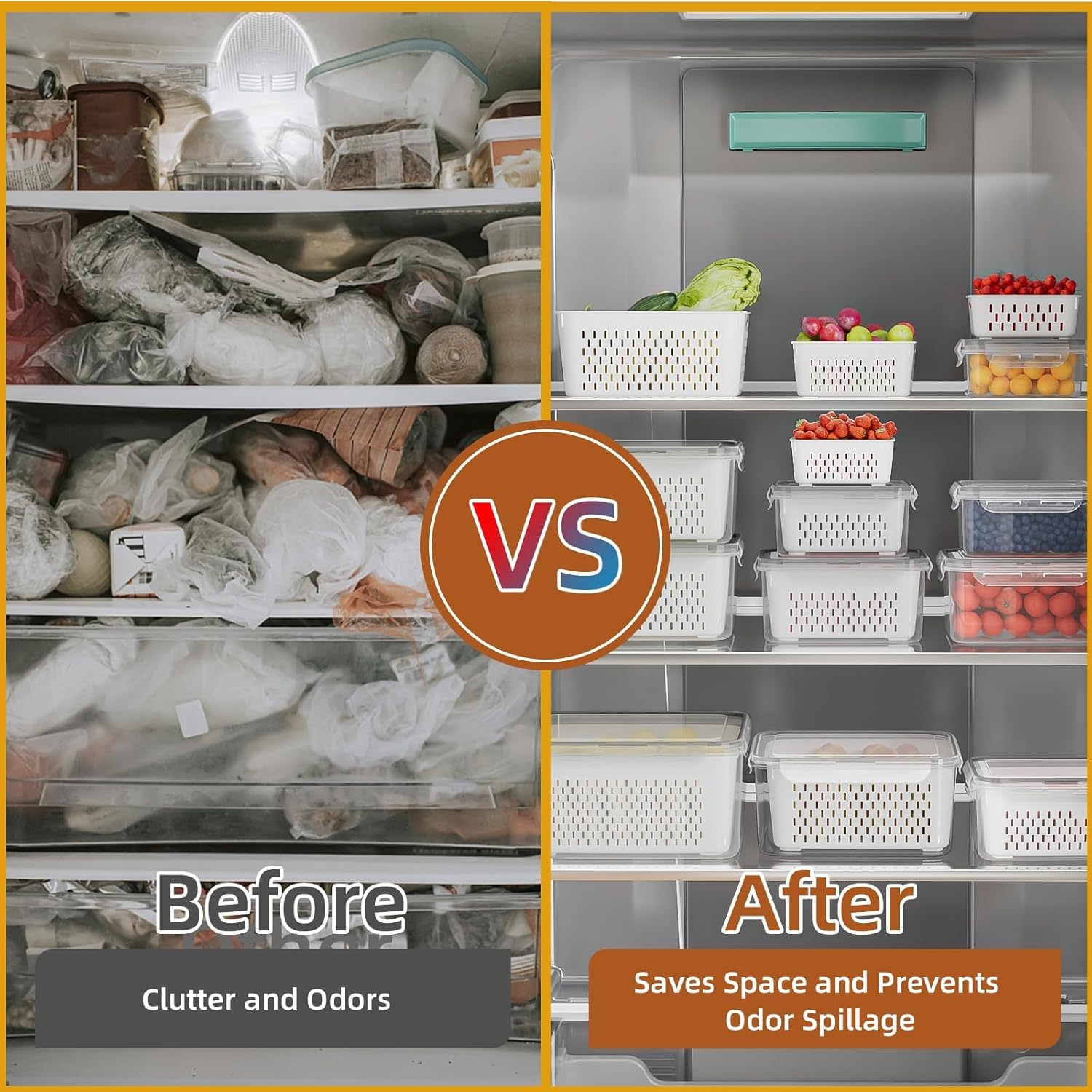 Fruit Storage Containers, 4 PCS Vegetable Container for Fridge with Removable Colanders, Freezer-Sealed Drained Fruit Containers for Fridge, Keep Fruit Fresh and Dishwasher Safe, Food-Grade image number 4