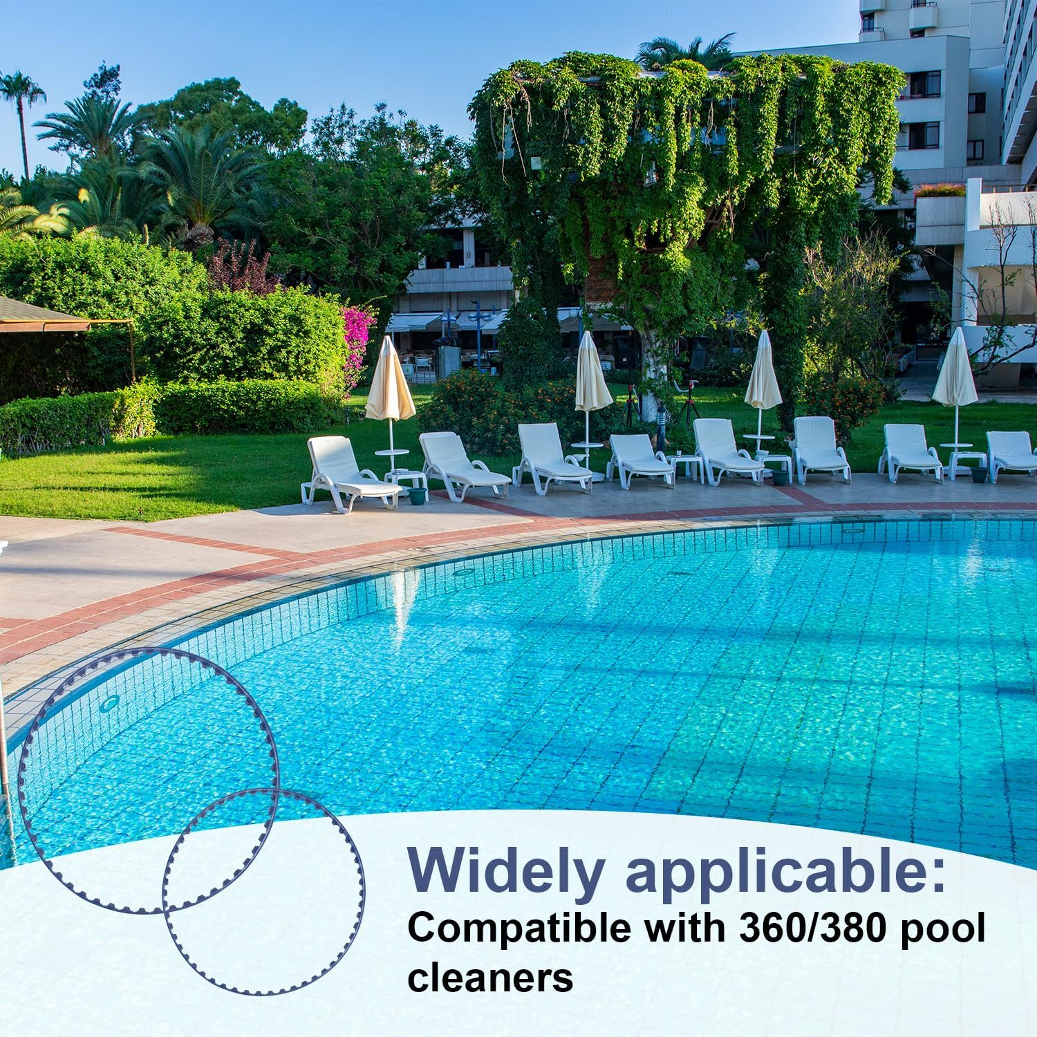 2Pcs Pool Cleaner Belt Replacement for Polaris 360 380, Polyurethane 9-100-1017 Small and Large Pool Cleaner Belt Replacement Kit Compatible with Polaris 360 380 image number 3