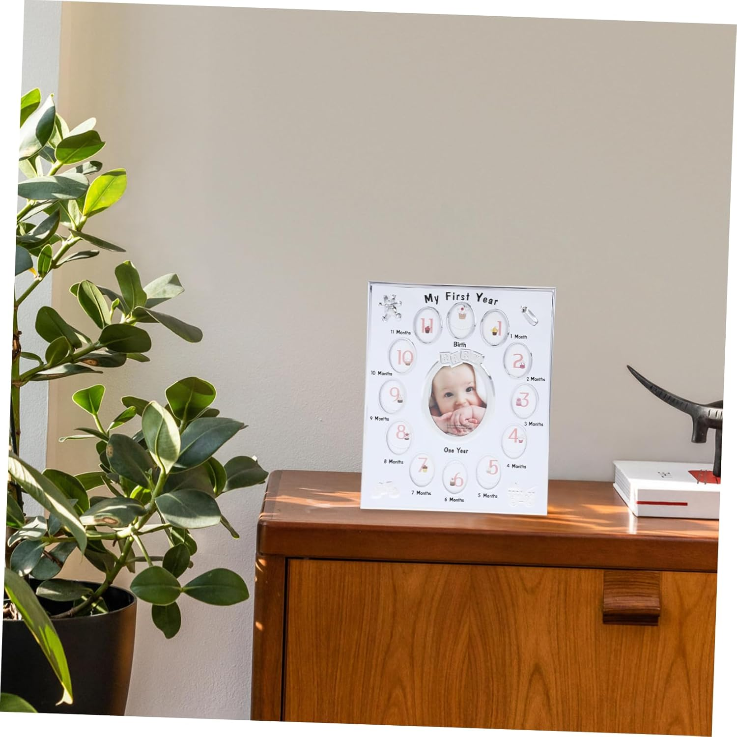 White Months Photo Frame Newborn Growth Record Display Rack for Boy Girl Cherishing Memories with Safe Material and Creative Design image number 6