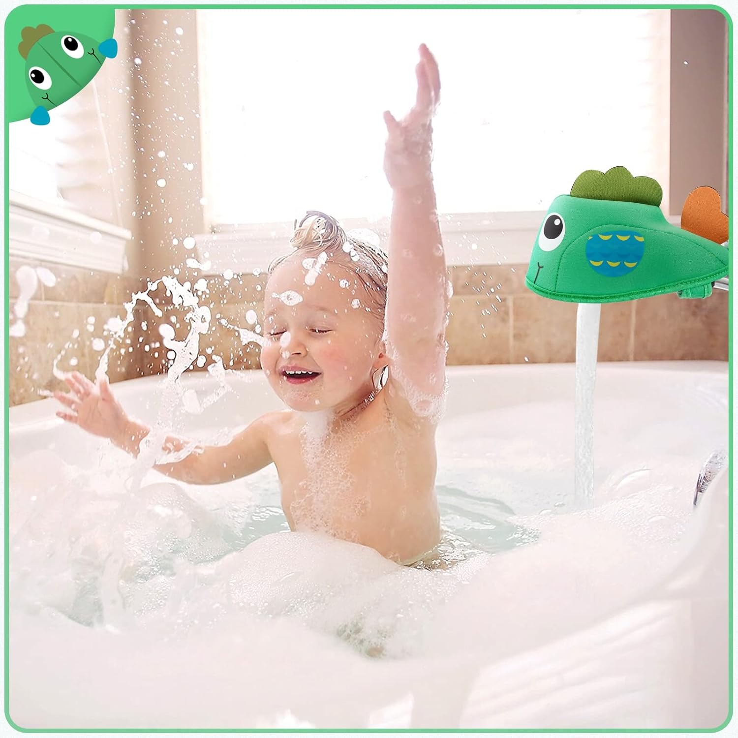 Bath Spout Cover for Bathtub, Baby Shower Protector Cover from Bumping Head during Bathing Time, Cute Soft Cartoon Fish Water Faucet Mouth Protecting Cover for Enjoyable Safe Baths Bathroom image number 4