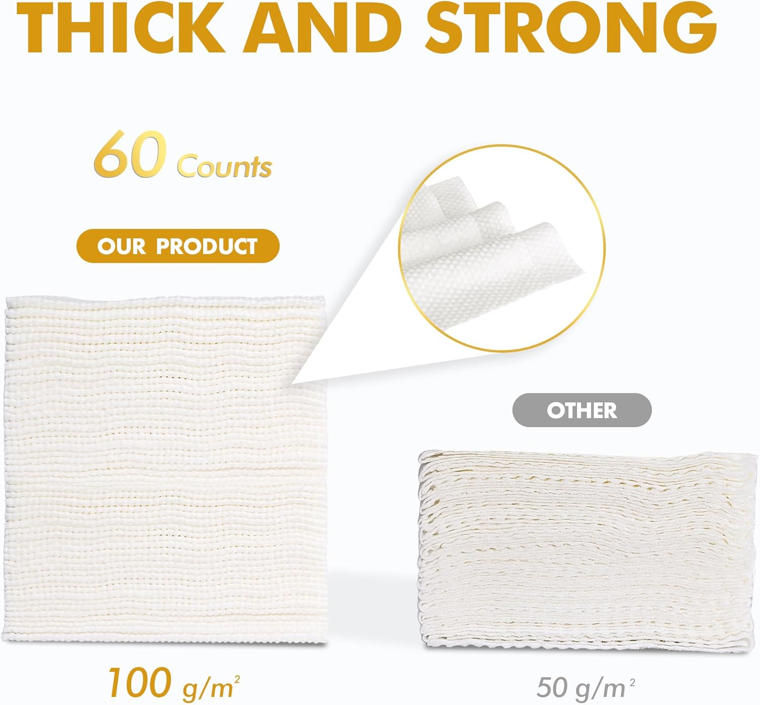 SOCRATES Premium Disposable Face Towels &ndash; 100% Cotton, 100GSM &ndash; 60 Count | Ultra Thick & Soft, Dual-Sided Textured & Smooth | Facial Towel, Makeup Removal, Baby Wipes &ndash; Dry & Wet Clean image number 5