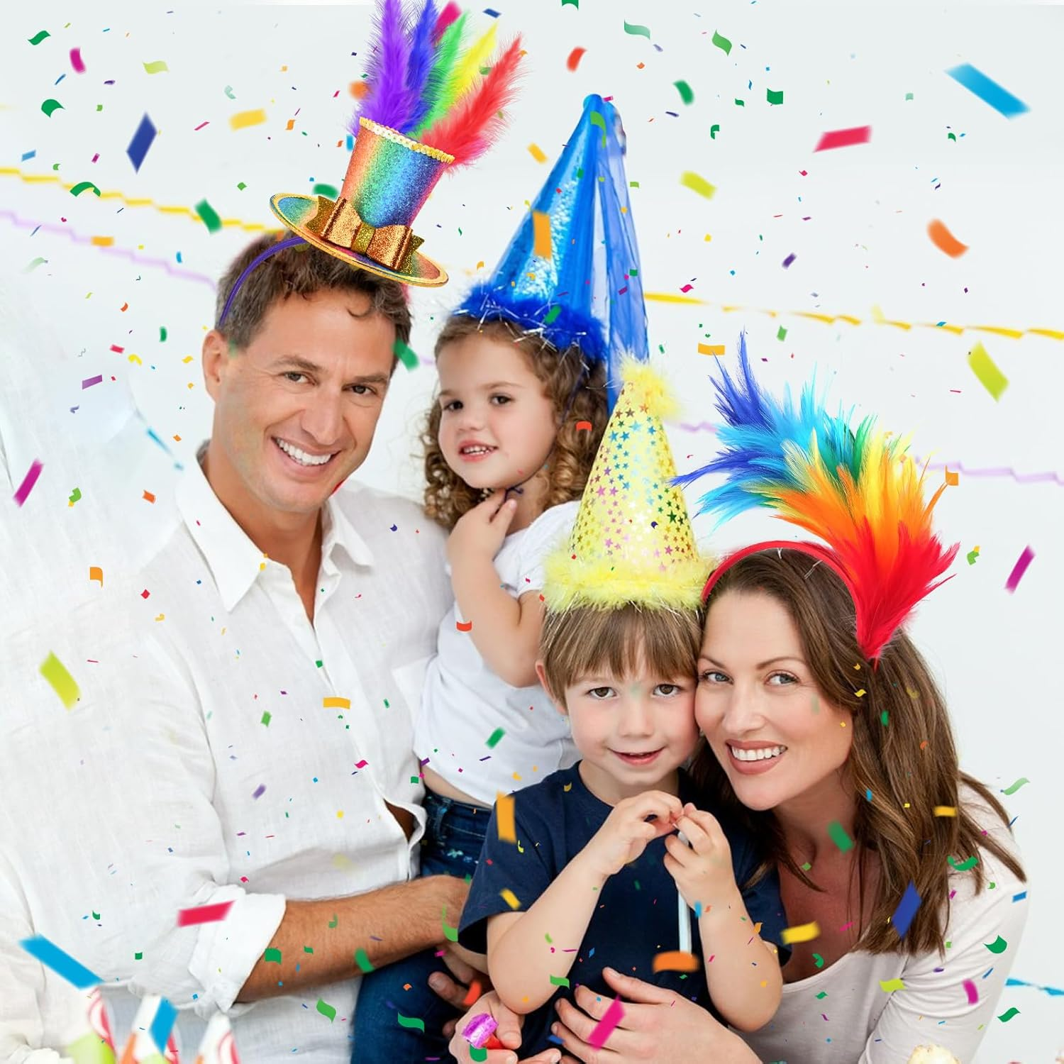 Colourful Feather Headband, 2 Pieces Rainbow Feather, Headwear, Rainbow Feather Headband, Rainbow Headband, Feather Headpiece, Hair Accessories Women, for Easter Wedding, Carnival, Party, Cosplay image number 2