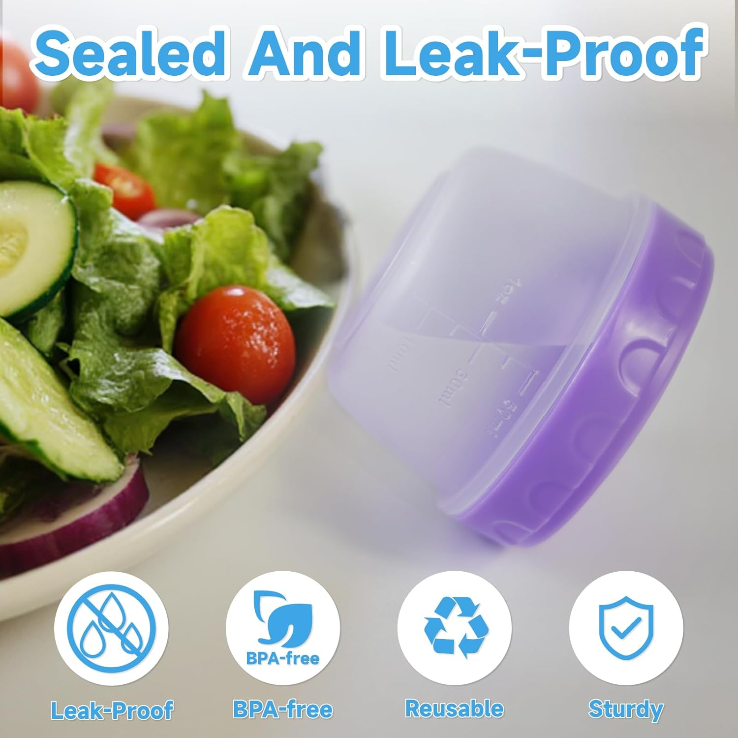 VORELIA 8 Pack 2.7 OZ Snack Containers with Lids, Reusable Sauce Container for To-Go Sauce, Salad Dressings, Condiment, Snackle Box for Nuts, Snacks, Purees, Travel Snack, Dishwasher Safe image number 3