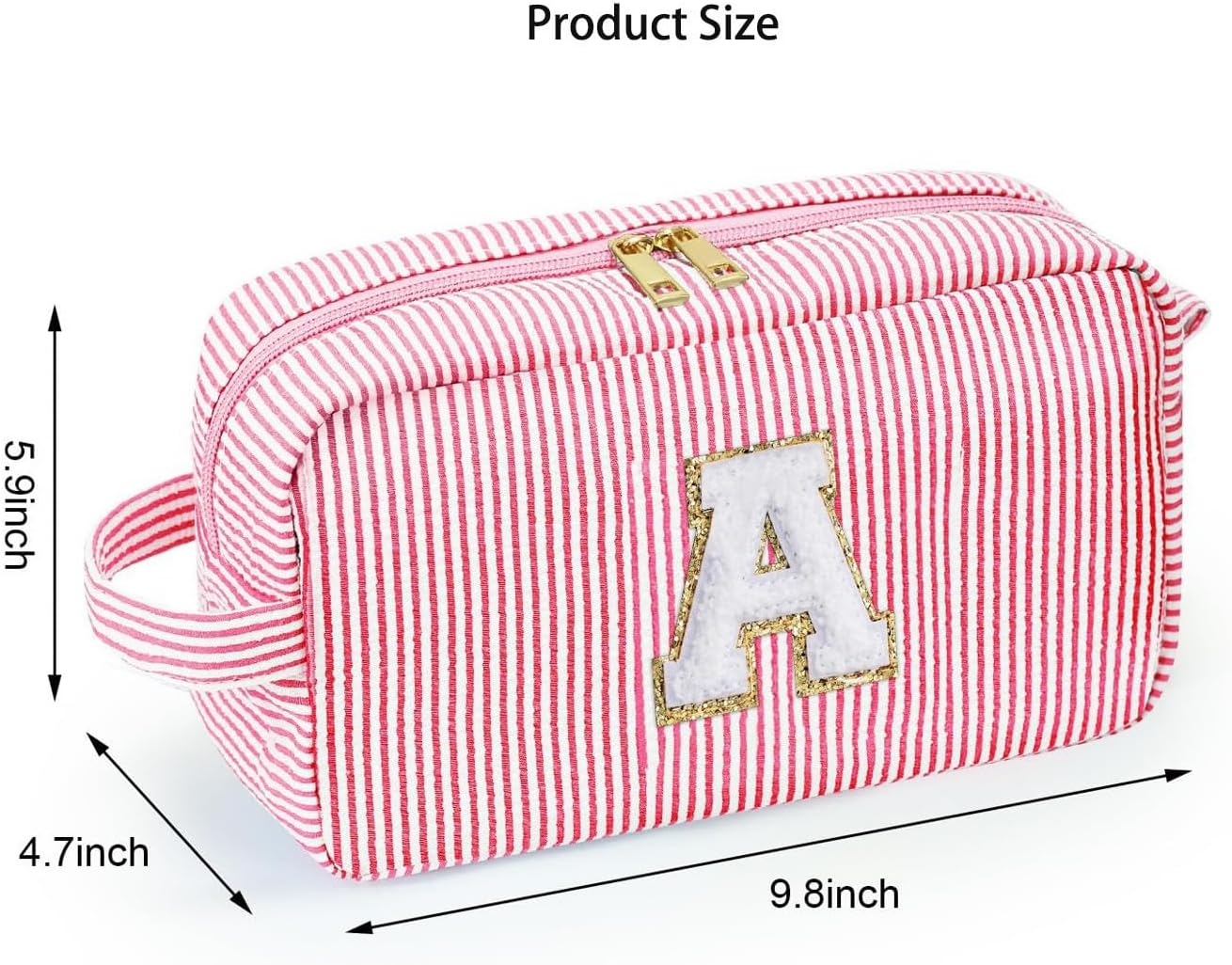 Personalized Initial Makeup Bag, A-Z Large Travel Make up Bags, Cute Pink Letter Bag Preppy Monogram Bag Organizer Bride Bridesmaid Cosmetic Bag Gifts (Pink, G, One Size) image number 5