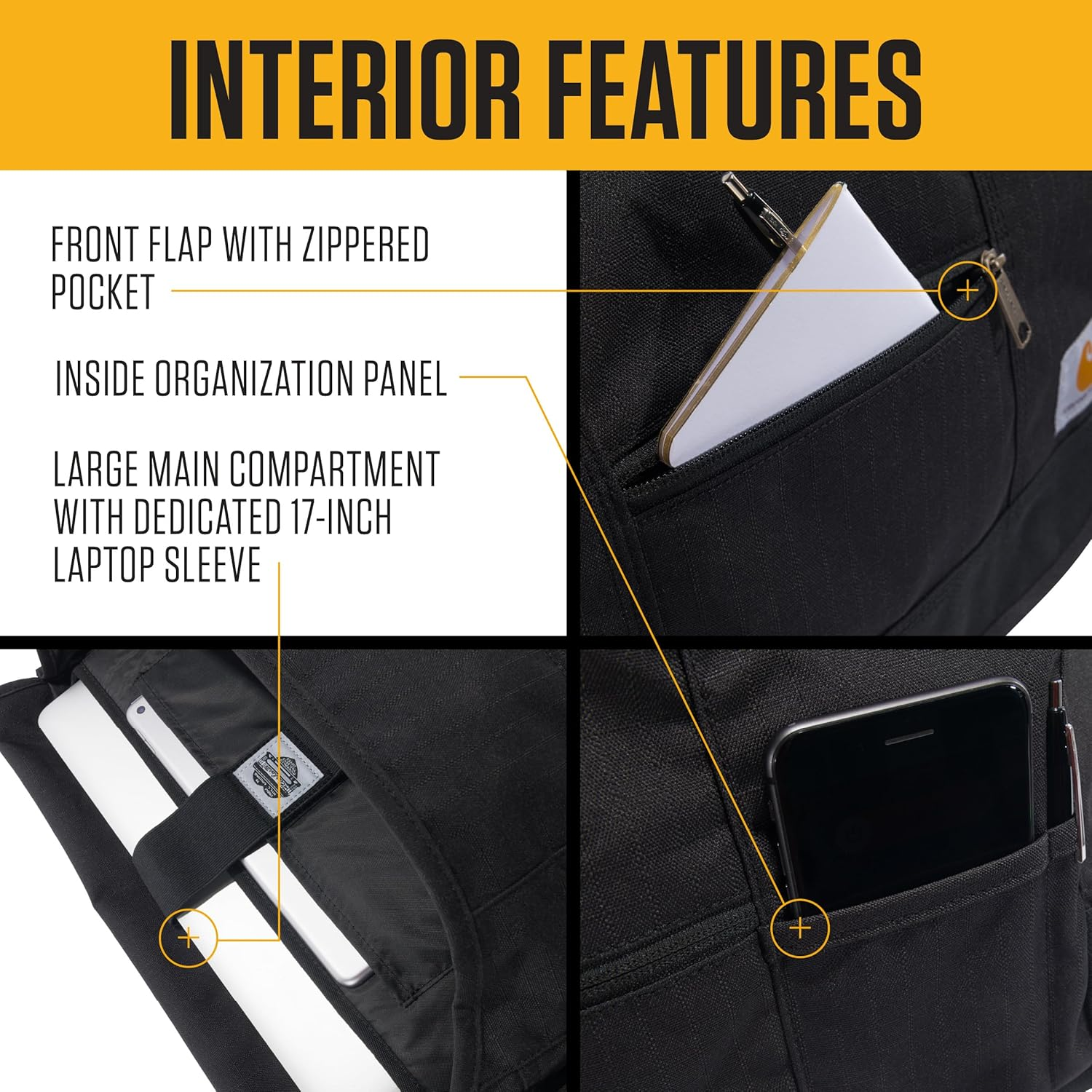 Carhartt, Durable Water-Resistant Work, Ripstop Messenger Bag (Black) image number 1