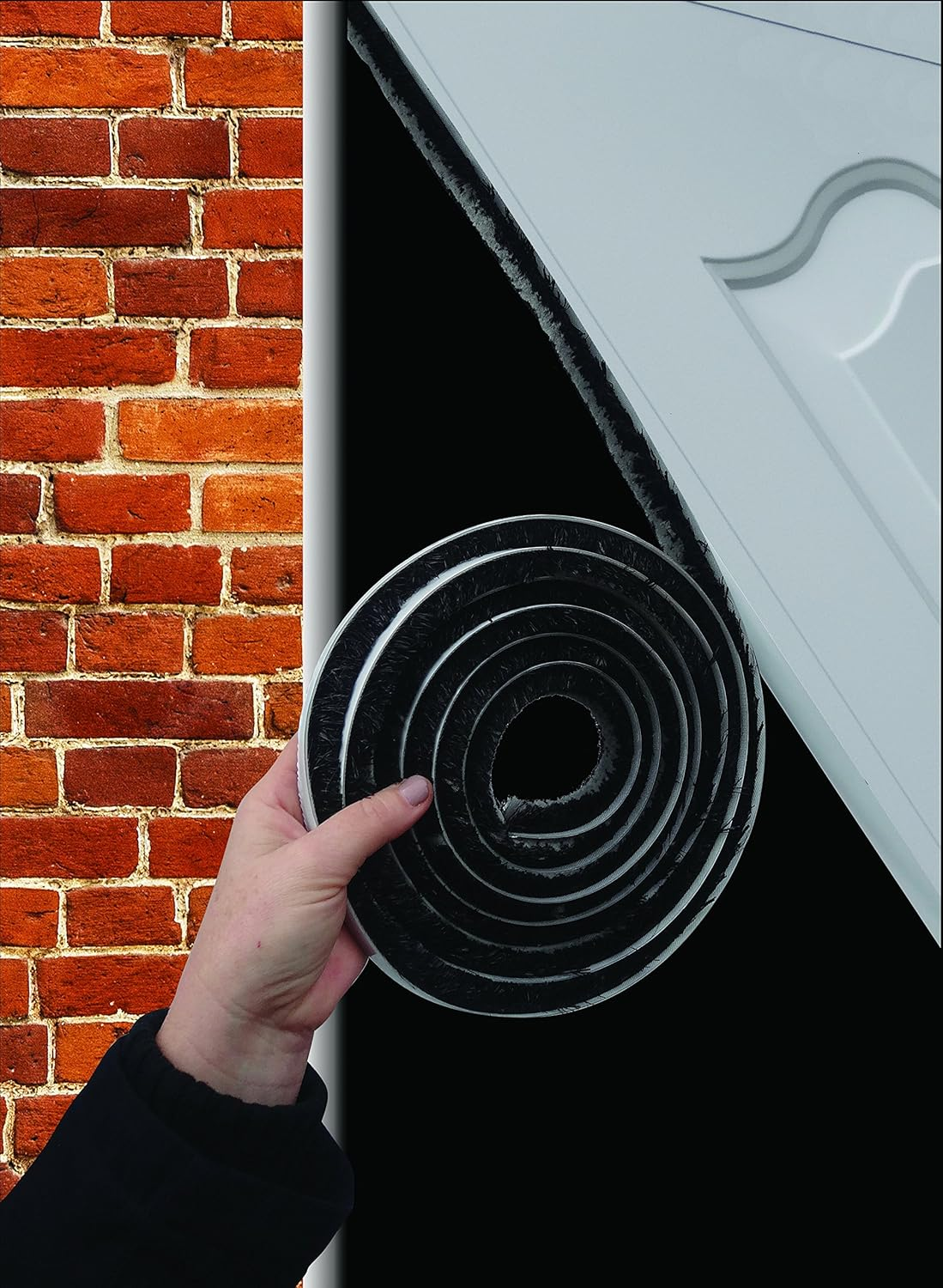 STORMGUARD Black 05SR750007MGR 7 M Garage Door Self-Adhesive Brush Pile Draught Seal, 7M