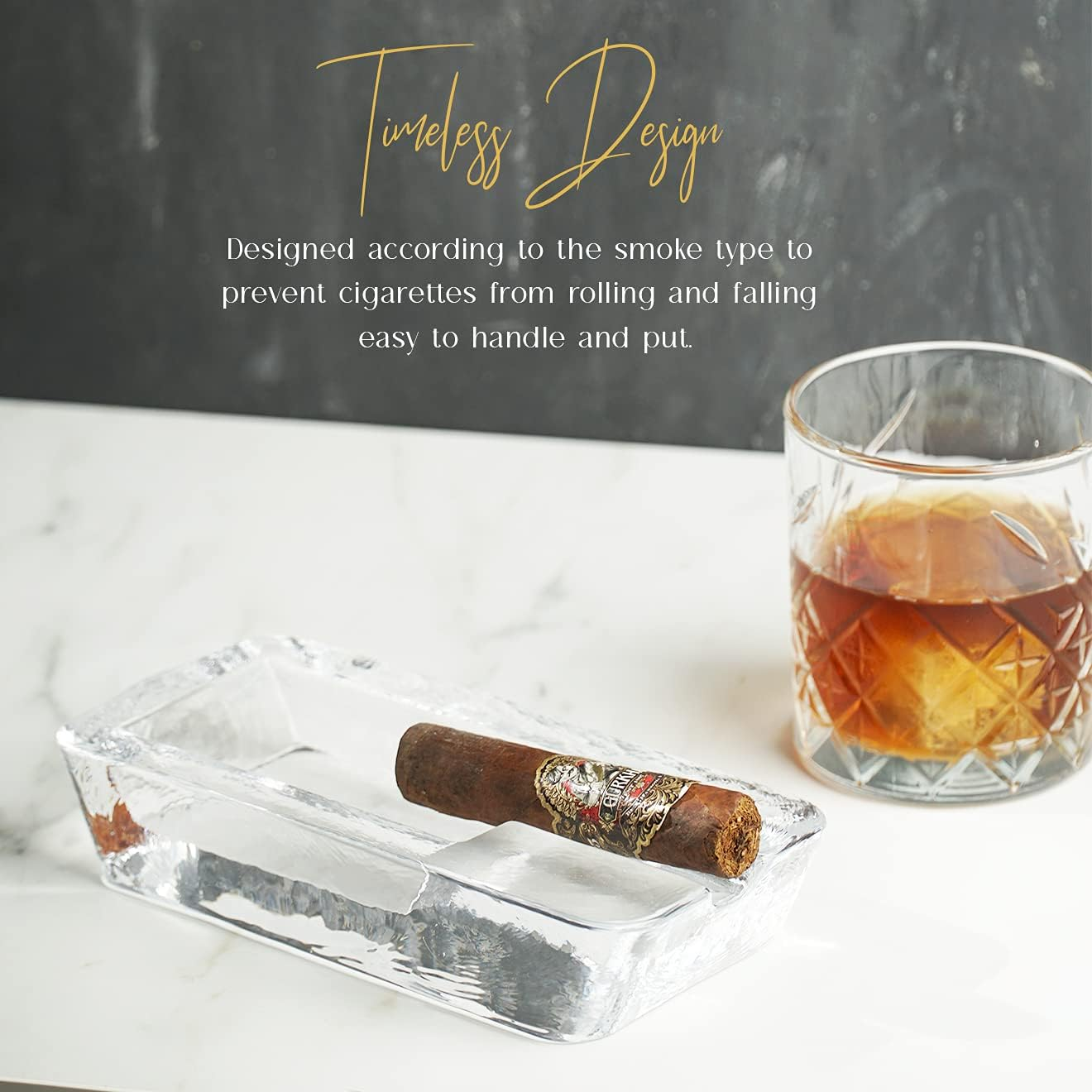 The Buybox Cigar Ashtray Big Ashtrays for Cigarettes Outdoors Large Heavy Glass for Patio/Outdoors/Cigars Ash Tray Large Giant Luxury Premium Cigarette Ashtrays for Outdoor Party Restaurant & Pool image number 1