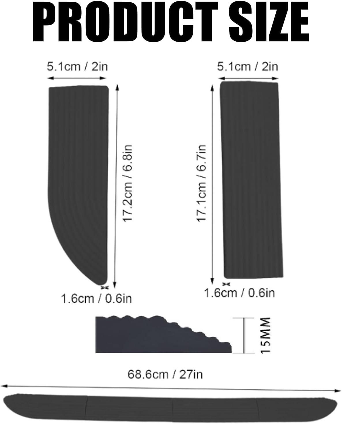 Rubber Threshold Ramp for Robot Vacuum, Wheelchair, Doorways, Bathroom, Black, 4 Pack - Grey image number 4