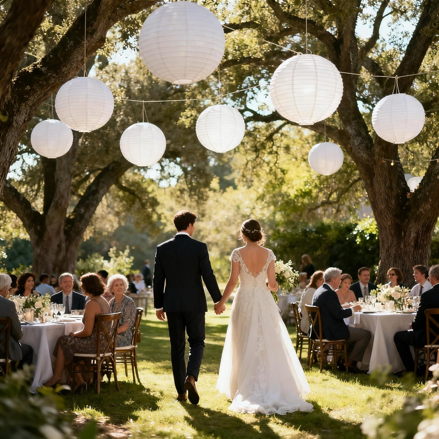 Ikare 20Pcs White Paper Lanterns,6" 8" 10" 12" round Paper Lanterns,White Hanging Lanterns Lamp for Birthday, Wedding, Christmas, Bridal, Home Decor, Party Decoration image number 3