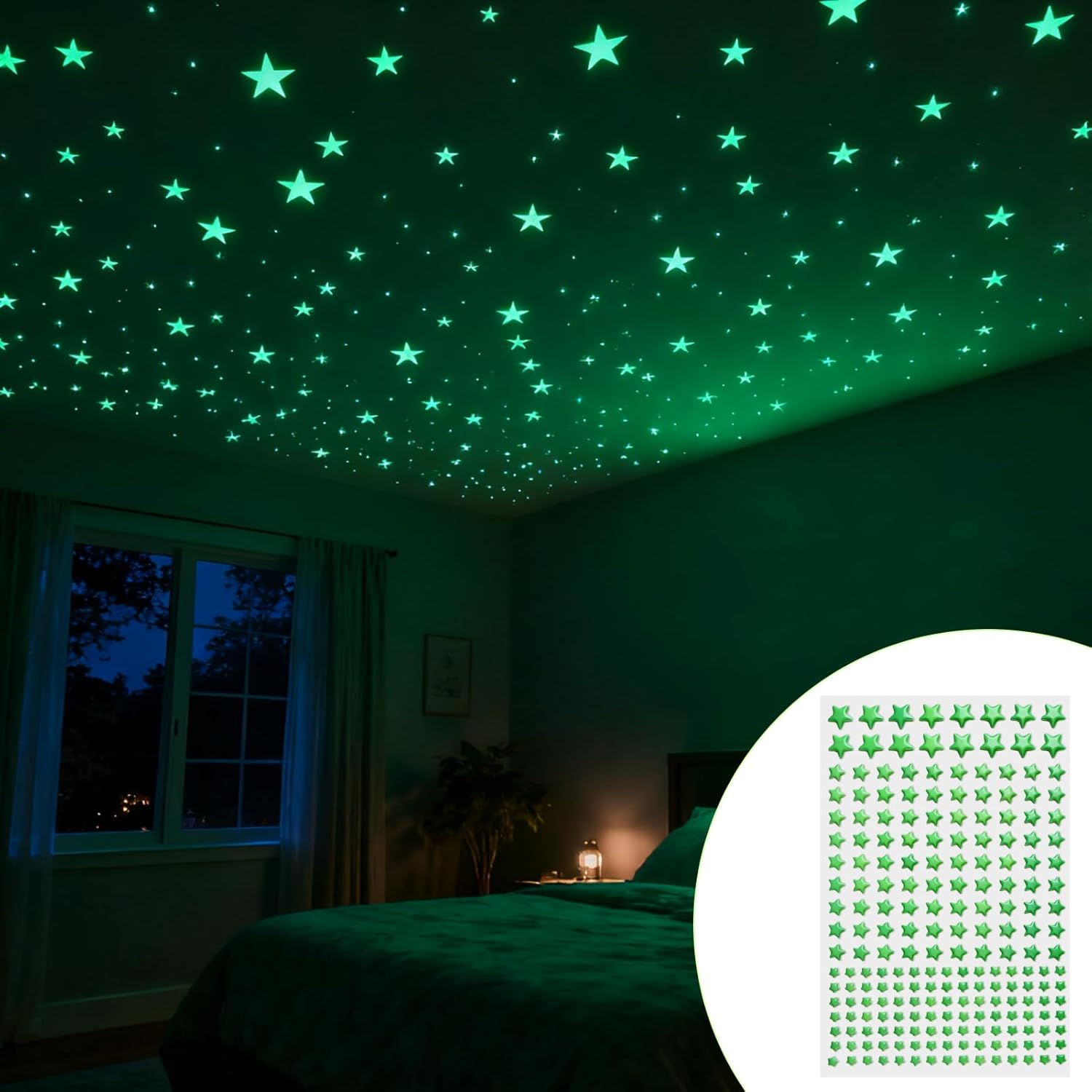 Glow in the Dark Stars and Planets 633 Pcs, Self-Adhesive Galaxy Wall Decals for Ceiling, 3D Realistic Star Stickers for Kids Bedroom Nursery, Solar System Space Decor image number 2