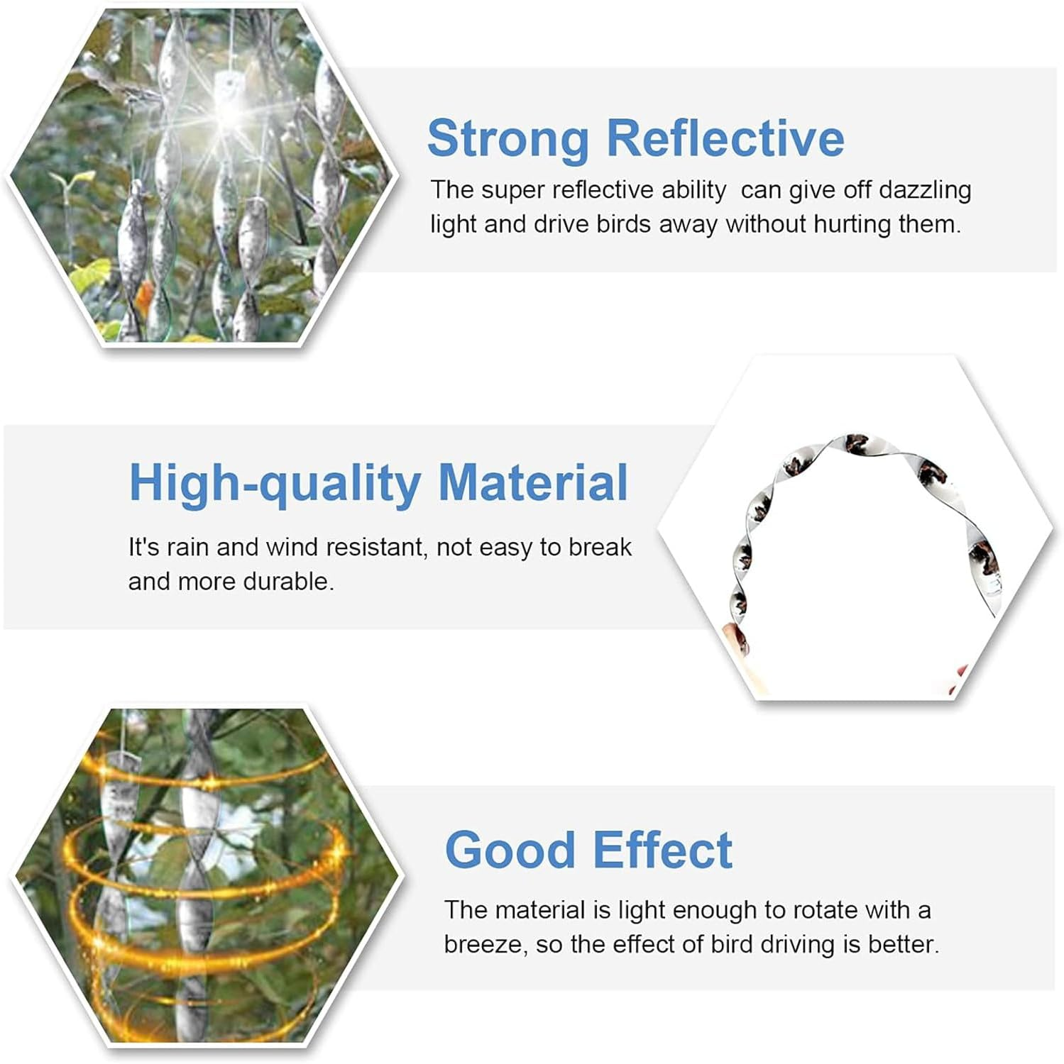 15Pcs Bird Reflective Scare Rods, 12 Inch Bird Twister Rods Reflective Ornamental Spiral Deterrent Device Scare Birds Away from Your Garden image number 2