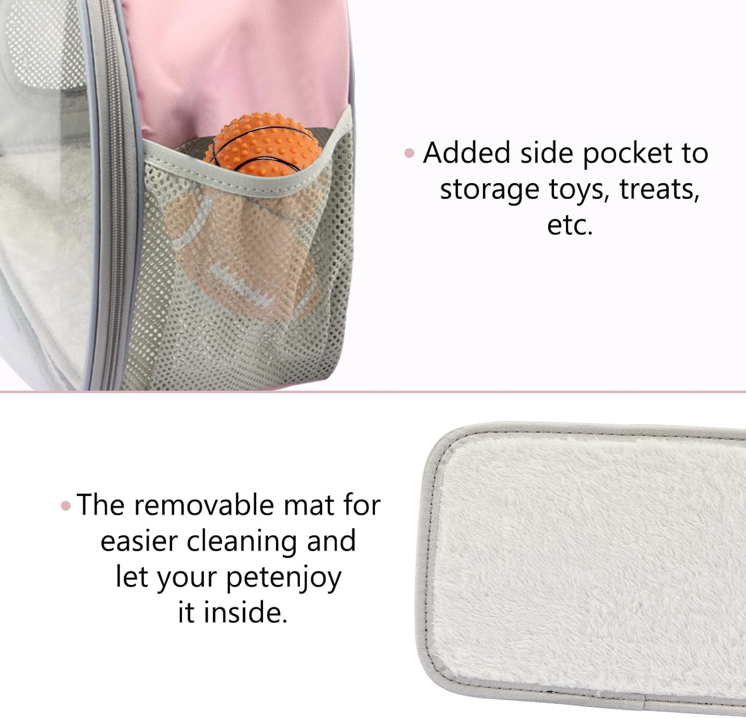 Small Animal Carrier Bag - Portable Hamster Carrier Outgoing Travel Pouch, Breathable & Perspective, Perfect for Parrots Ferret Hedgehog Squirrel Chinchilla Sugar Glider (Backpack-Pink) image number 2