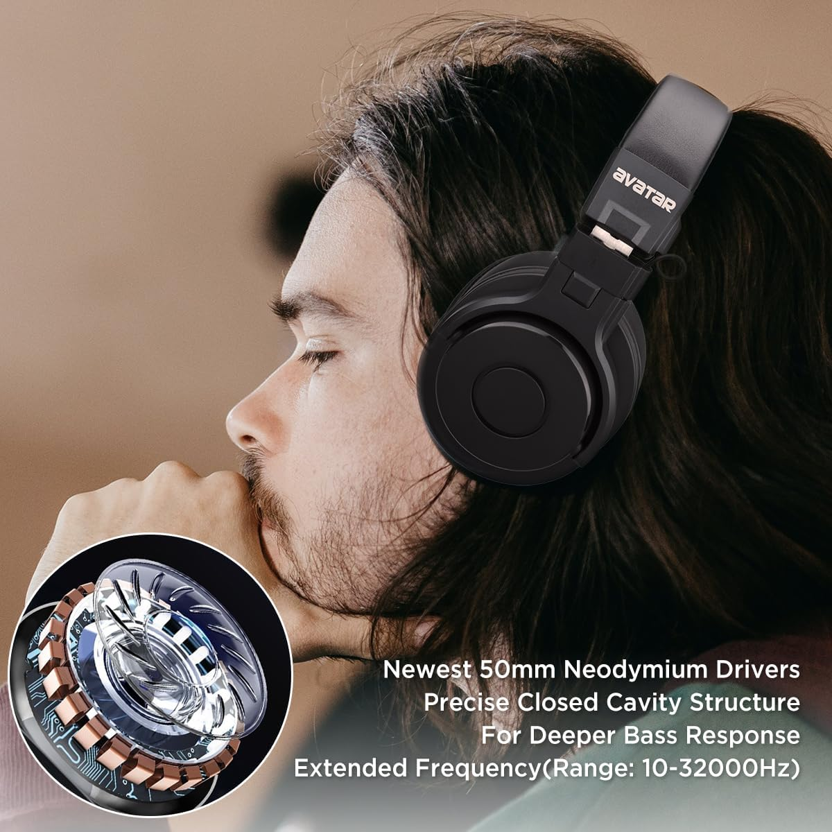 HXW DMH10 Electric Drum Headphones Over-Ear Wired Studio Monitor Headsets for Drummer, with Deep Bass, Noise Isolation, 3.5Mm Jack 1/4" Adapter, 3M Long Cable