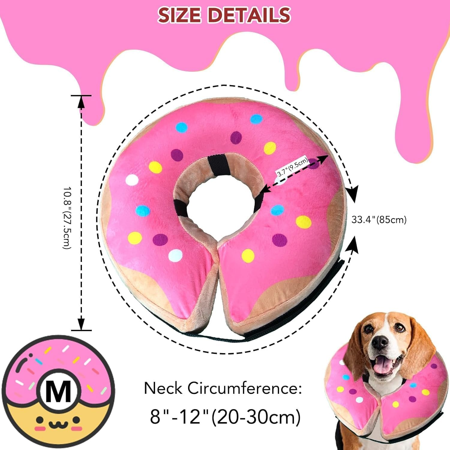 Bluvora Inflatable Dog Cone Collar Alternative after Surgery, Doggie Neck Donut Collar Recovery Collar, Soft Dog Cone for Small Medium Large Dogs (Pink, Small) image number 3