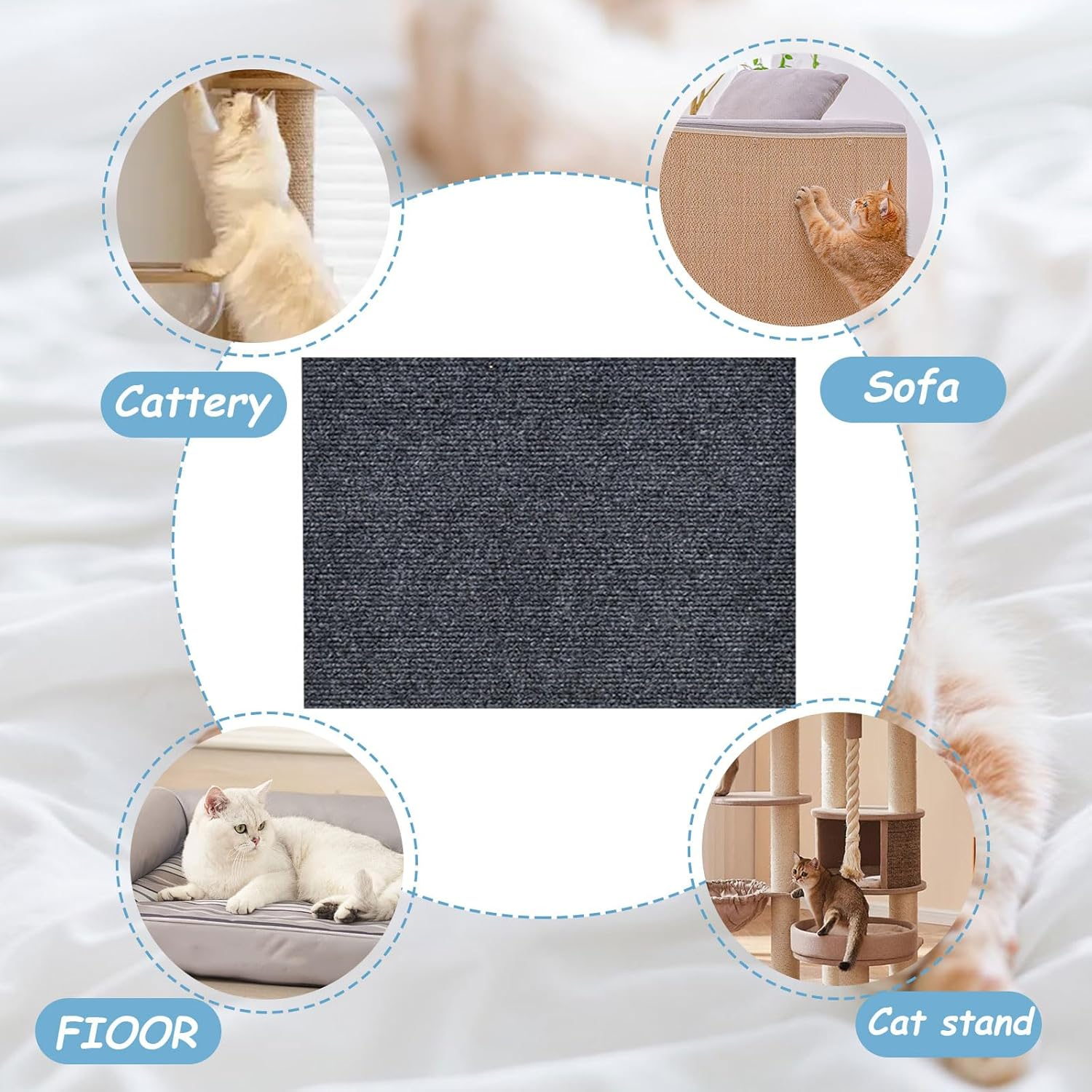 200 X 40 Cm Self-Adhesive Scratching Mat Cat Wall, Trimmable Scratching Board Cats, Cat Scratching Mat, Climbing Cat Scratcher, Scratch Protection Sofa Cat for Protects Carpets Furniture Protection image number 2