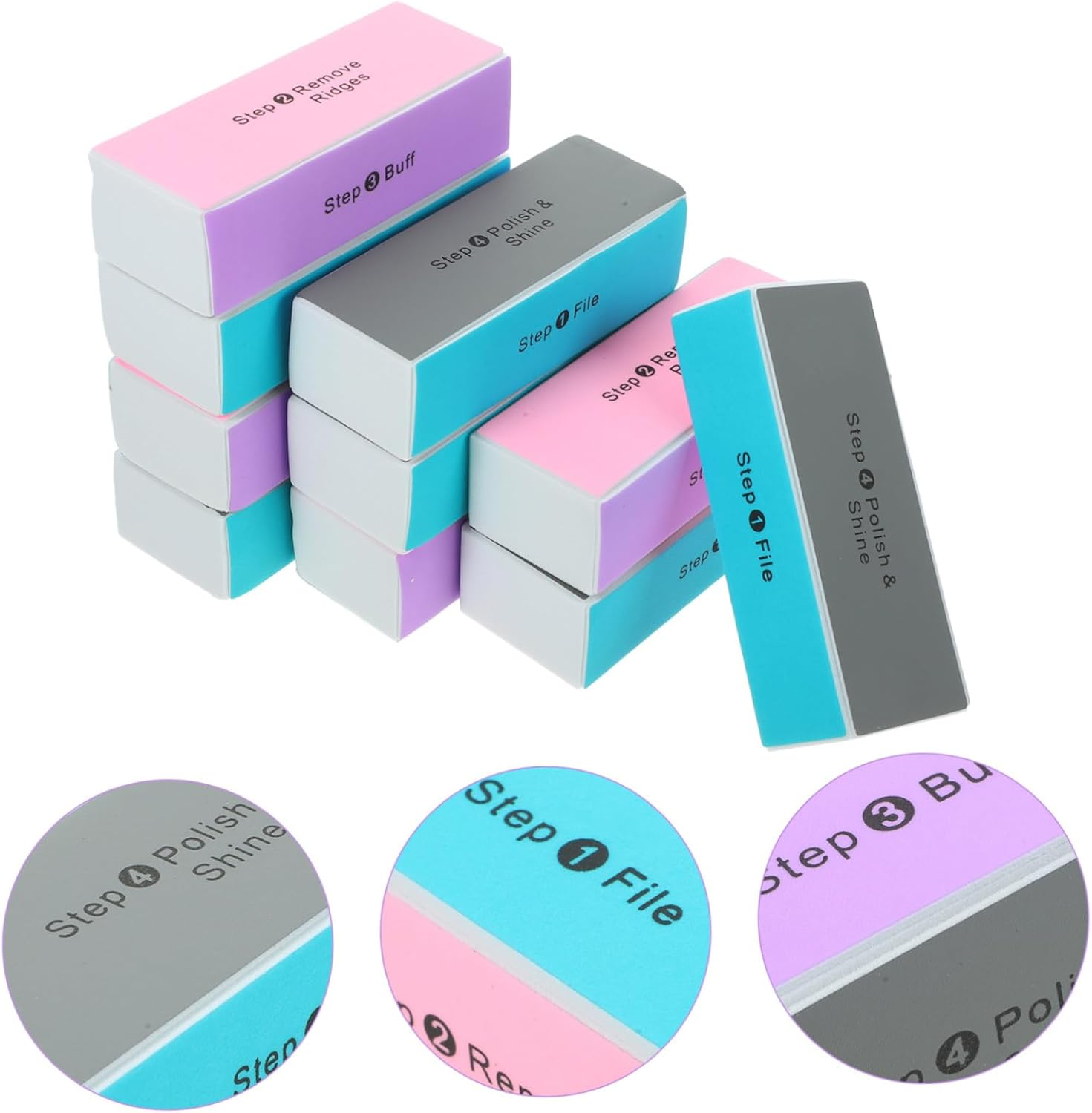 NULYLU 30Pcs Nail Buffing Sponge Sides for Grind Sanding Diy Artwork Polishing Walnut