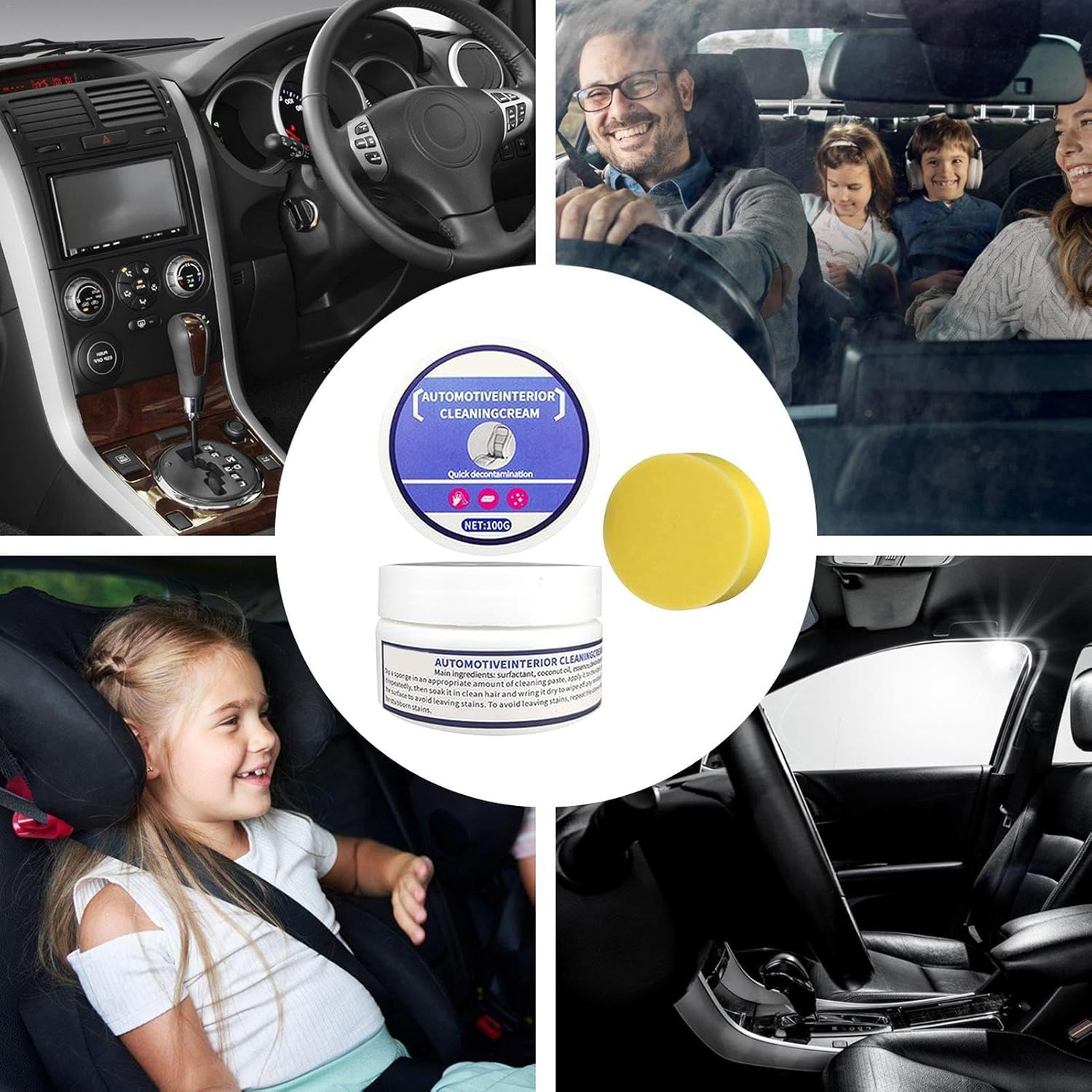 Leather Couch Cleaner,Multipurpose Automotive Cleaning Cream Interior Detailer - Leather Restorer Car Cleaning Agent, Car Detailing Kit Interior Cleaner for SUV Sedan Truck image number 3