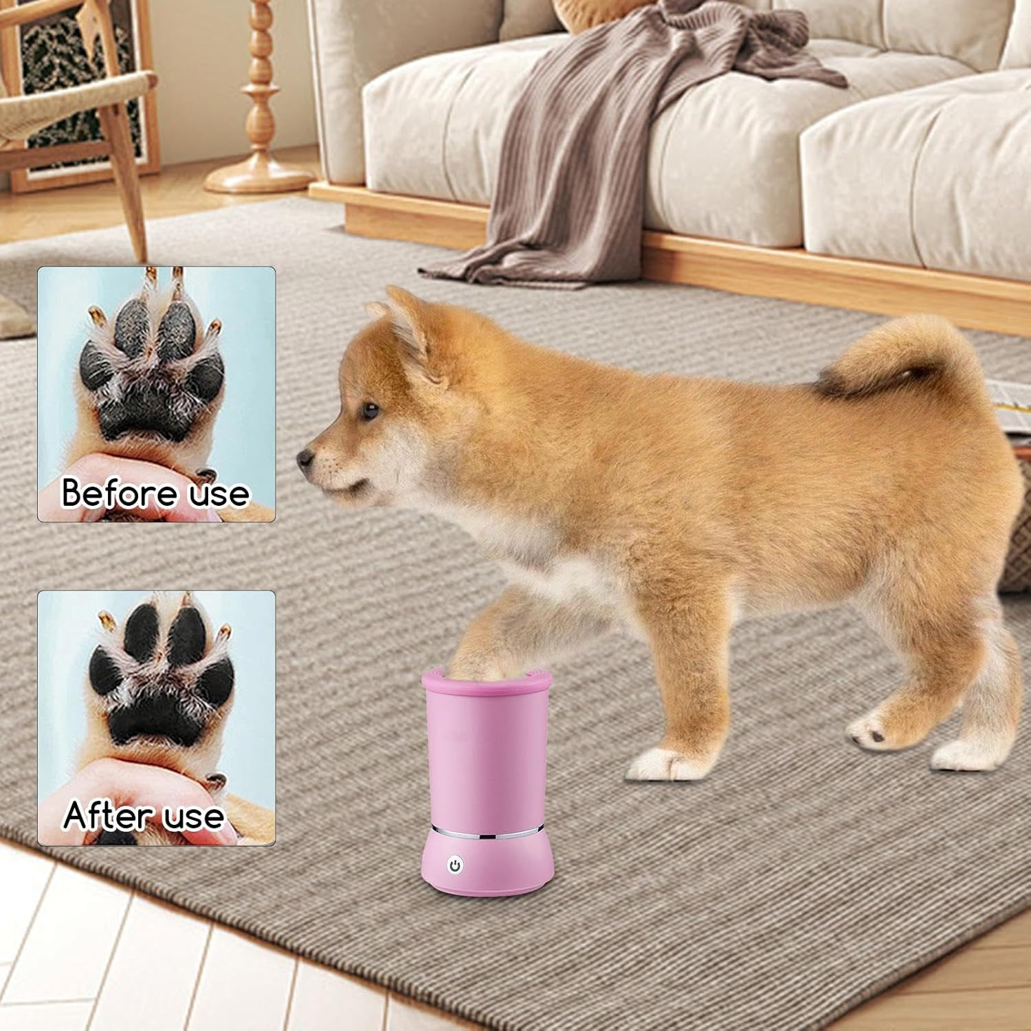 Dog Paw Cleaner, USB Rechargeable Pet Paw Cleaner, Automatic Indoor Dog Cat Foot Cleaner to Dust Dirt Hair for Foxhound, Labradors and Other Dogs image number 5