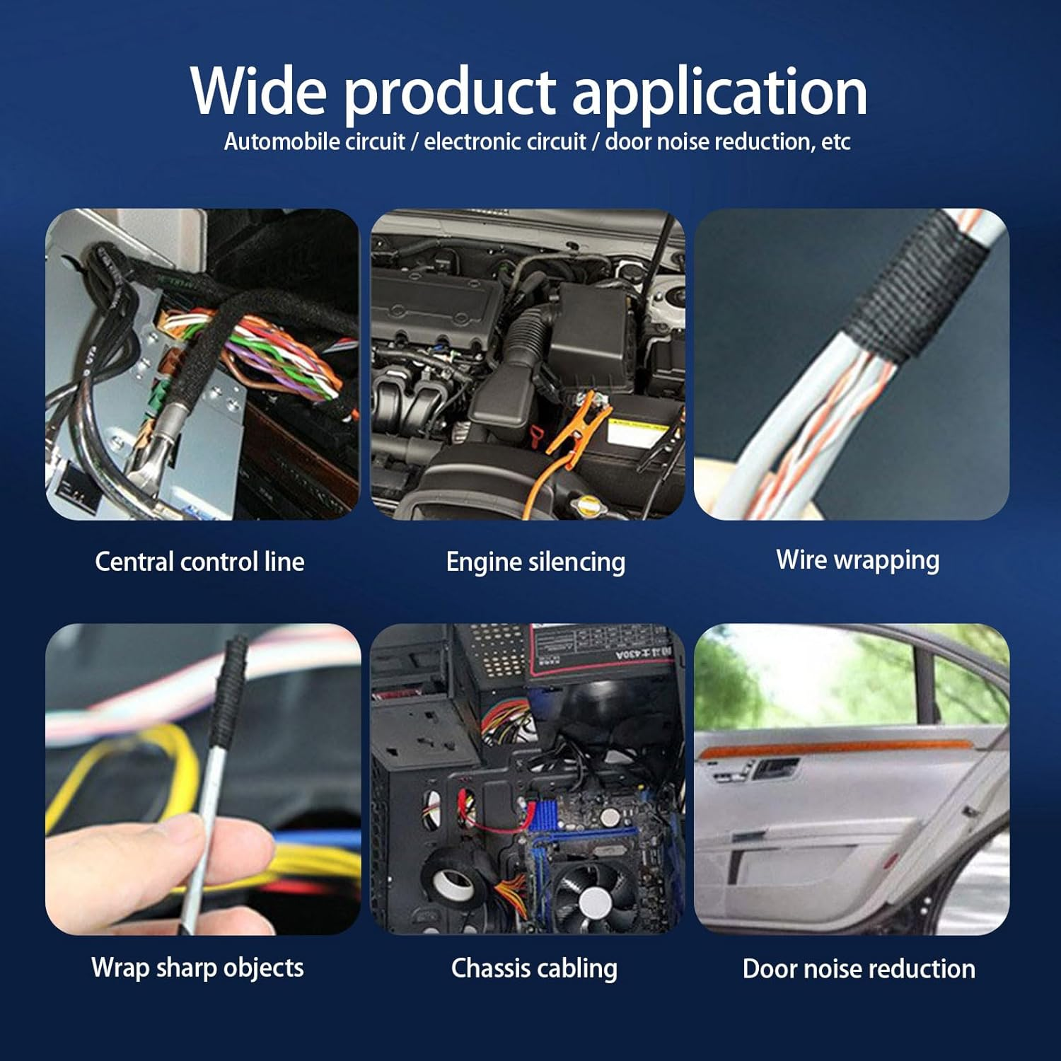 4Pcs Wiring Harness Cloth Tapes, Fabric Felt Tape, Wire Harness Tape, Automotive Self-Adhesive Felt Cloth Electrical Adhesive Wire Wrap, Winding Automotive Engine, Noise Reduction Cable Protection image number 1