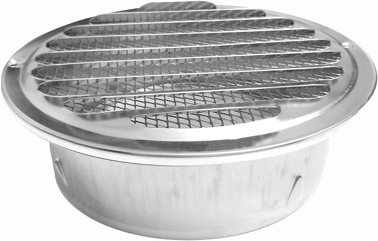6 Inch Louvered Grille Cover Vent Hood Wall Air Vents with Built-In Fly Screen Mesh - 304 Stainless Steel Ventilation Outlet image number 1