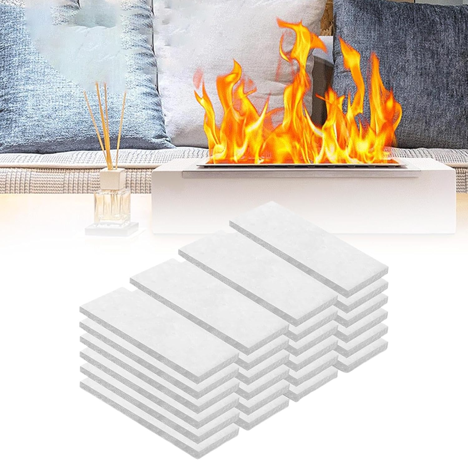 Fireplace Wool, Ceramic Wool Sponge, Portable Fiber Insulation Ceramic Wool, Firepit Sponge Cotton, Table Top Firepit Sponge, Firepit Ceramic Cotton Core Replacement for Ethanol Fireplace image number 4