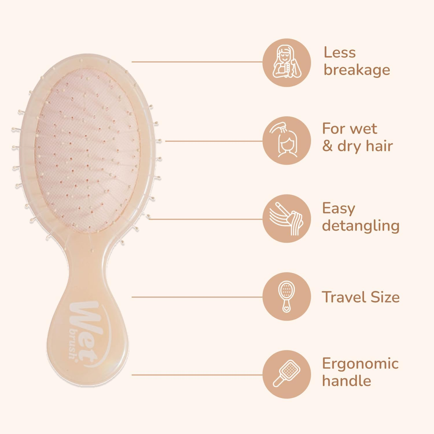 Wet Brush Original Detangler & Mini Duo Hair Brush Kit, Cream (Iridescence Icon) - Ultra-Soft Intelliflex Bristles - Detangling Brush Glides through Tangles for All Hair Types (Wet Dry & Damaged) image number 2