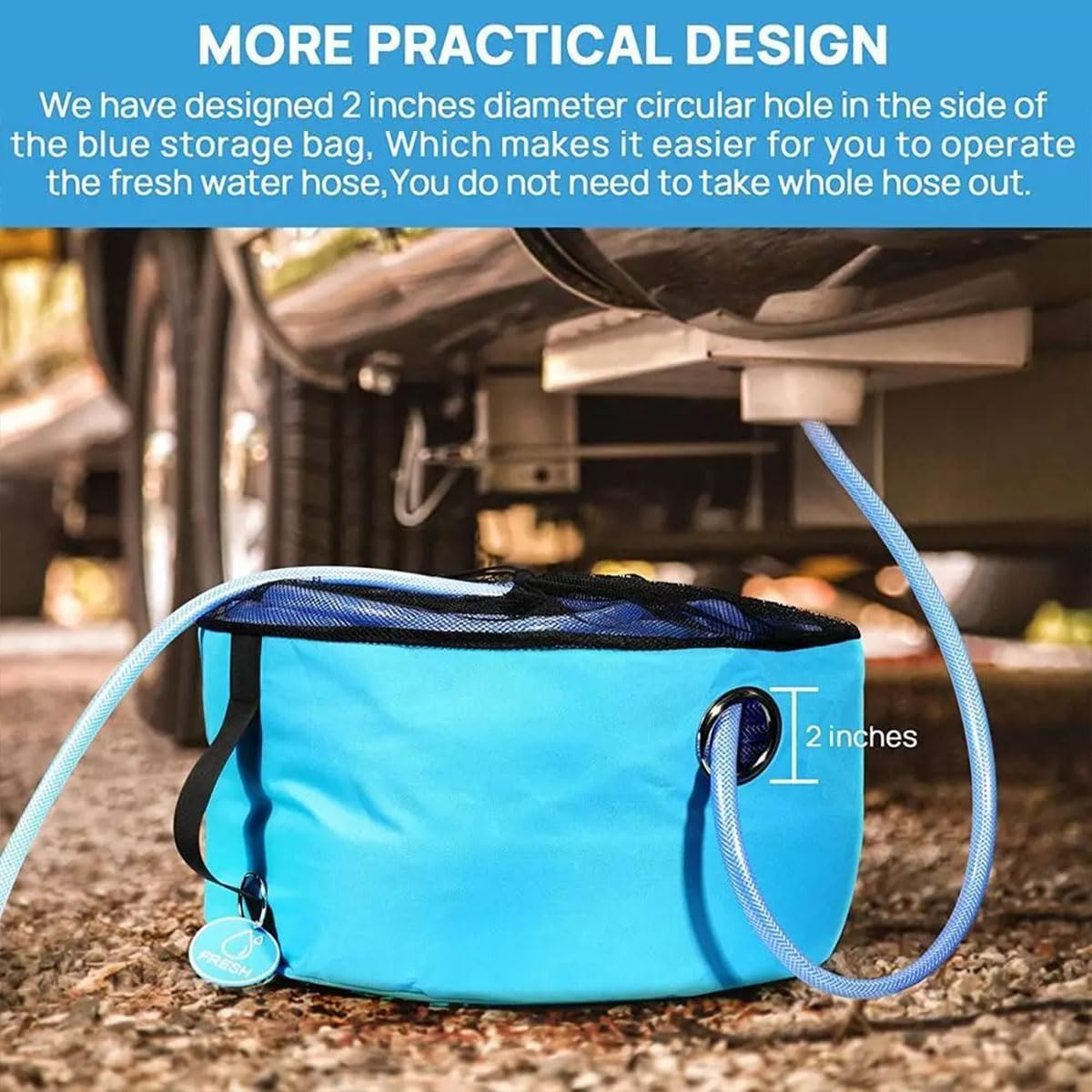 AIMALL RV Waterproof Hose Storage Bag Set 9.45X17.7 Inch Foldable PU Organiser Pouch with Oxford Lining for Water Sewer Power Cables &ndash; Yellow Blue Black Options