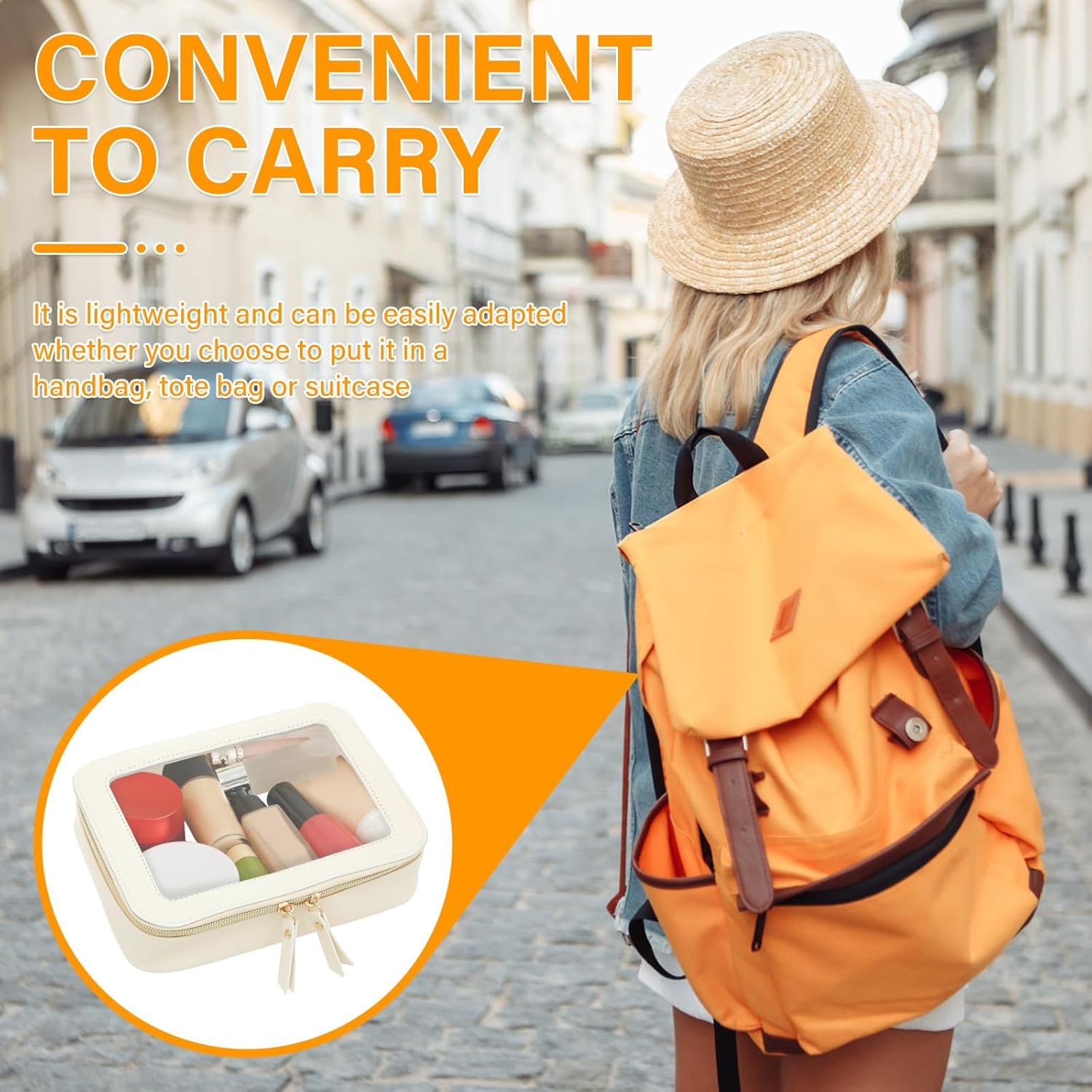 NIPUAEGO Travel Toiletry Makeup Bag, Multifunctional Portable Traveling Compact Toiletry Bag with Zipper for Women 21X5.3X15.8Cm image number 2