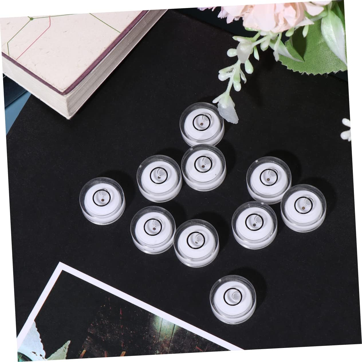 WOONEKY 16Pcs Level Bubble Spirit Level Tool for Accurate Surface Leveling Diameter Flat Height White Design for and Diy Projects image number 1