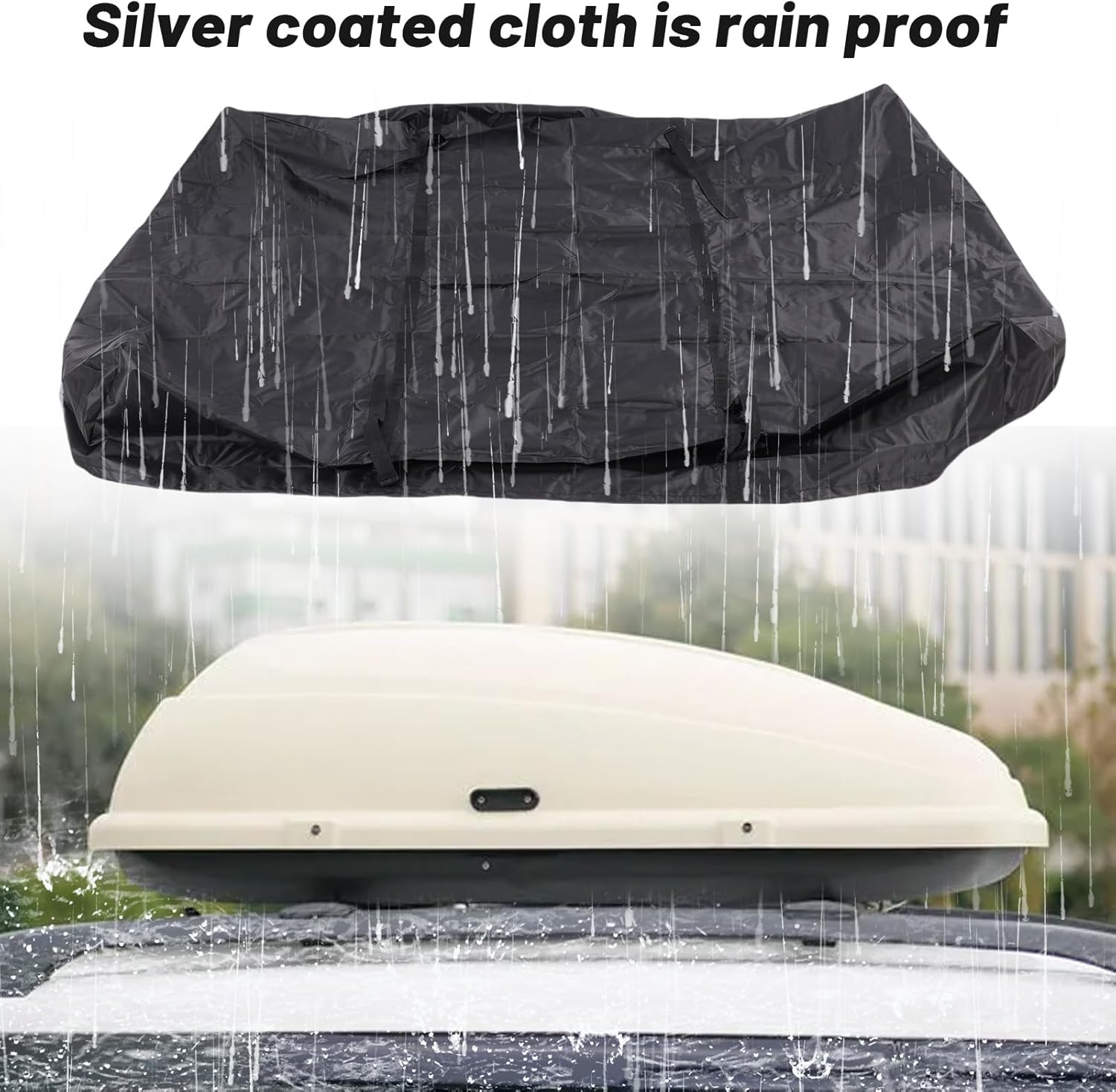 Car Top Rack Cover, Rooftop Top Cargos Carrier Cover 420D Silver Coated Oxford Fabric for All Cars, Rainproof Dust Proof Luggage Rack Covering for Outdoor Travel image number 6