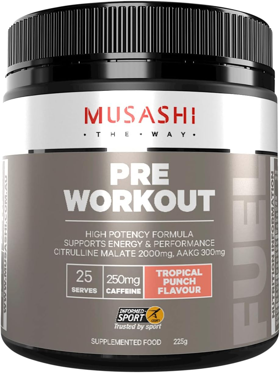 Musashi Tropical Punch Flavour Pre-Workout Blend 225 G image number 1