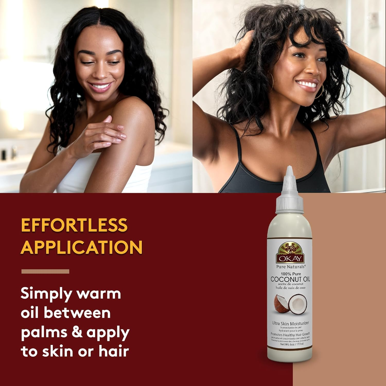 Okay 100% Oil for Hair and Skin, Coconut, 6 Ounce image number 2