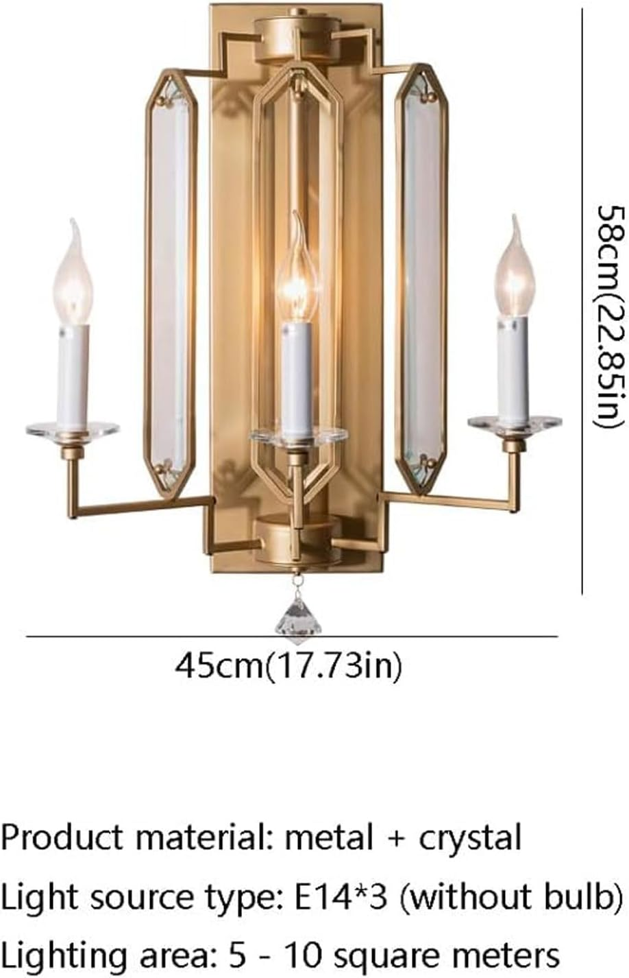 Vintage Metal Wall Mount Lights 3-Light Wall Lamps Crystal Wall Sconces Wall Lighting Fixture Home Villa Bedroom Hallway Wall Lighting image number 6