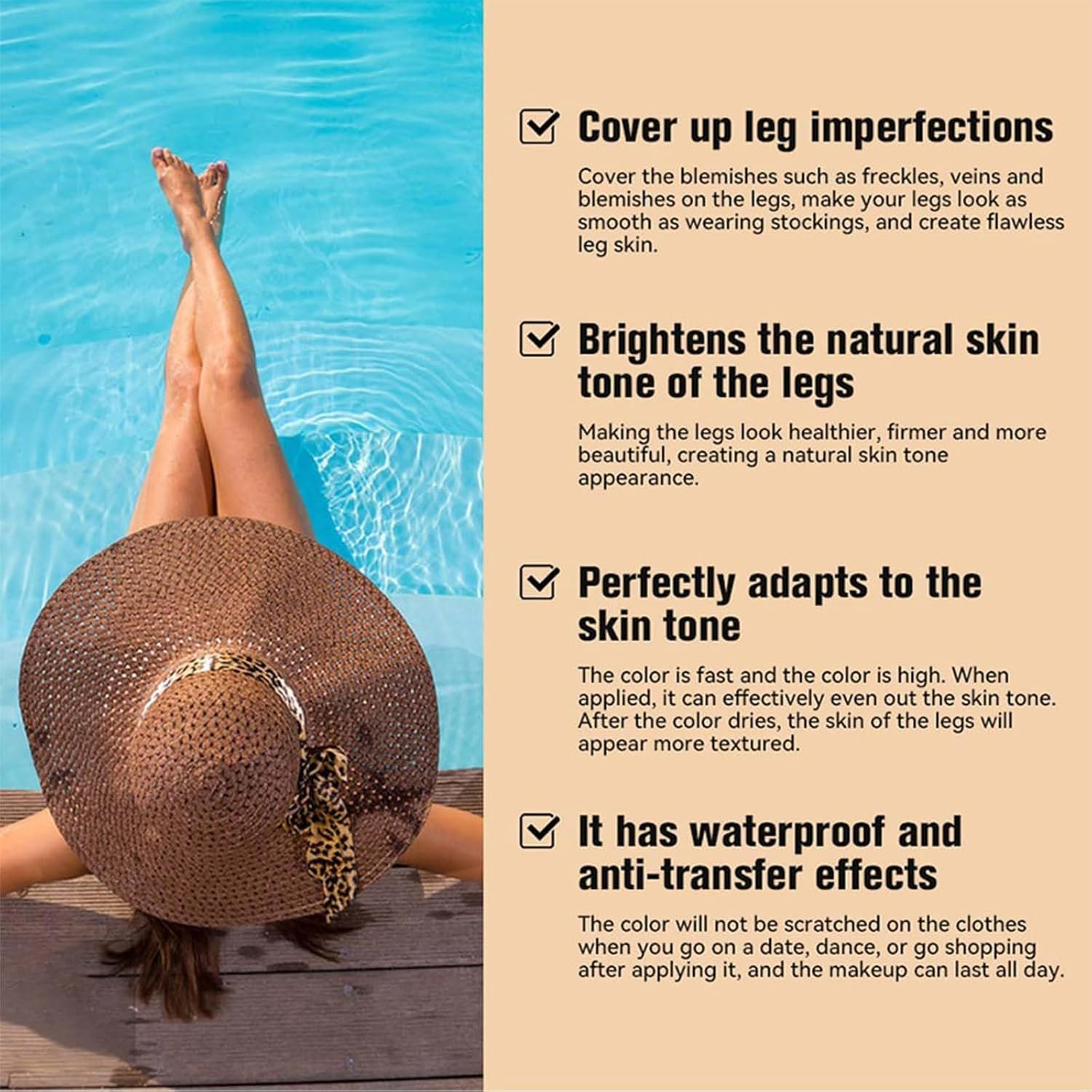 Leg Makeup, Miracle De Paris Body Coverage Perfector, All over Complexion Perfector with Brush for Legs, Waterproof Long-Lasting Sweat-Proof Coverage Concealer,T Valentine'S Day Gift (#3) - 2 image number 4