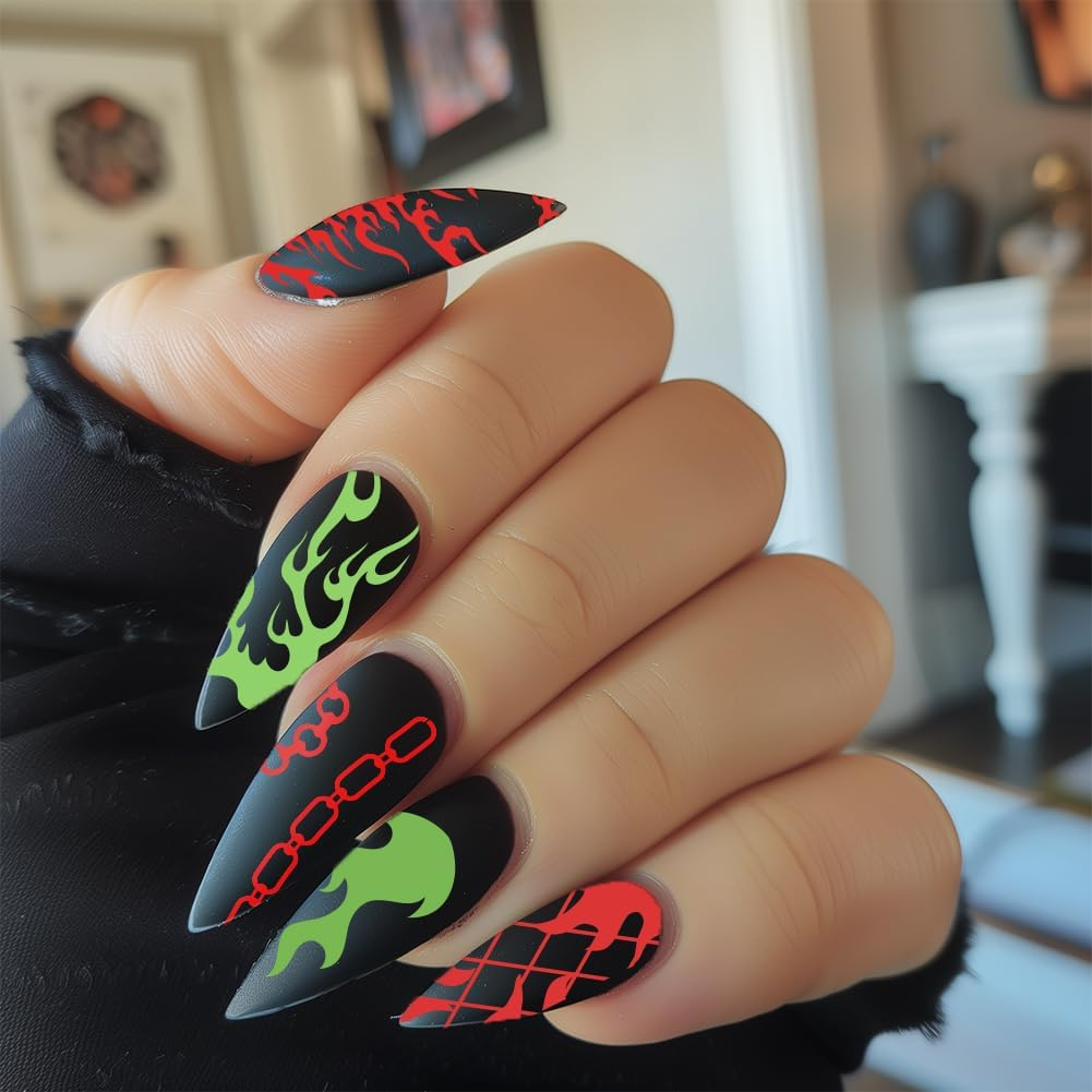 Benikmake 3Pcs Flame Nail Stamping Plate Nail Printing Stainless Stencil for Manicure Salon Fire Element 6X12Cm 2.36X4.7Inch - Fire image number 1