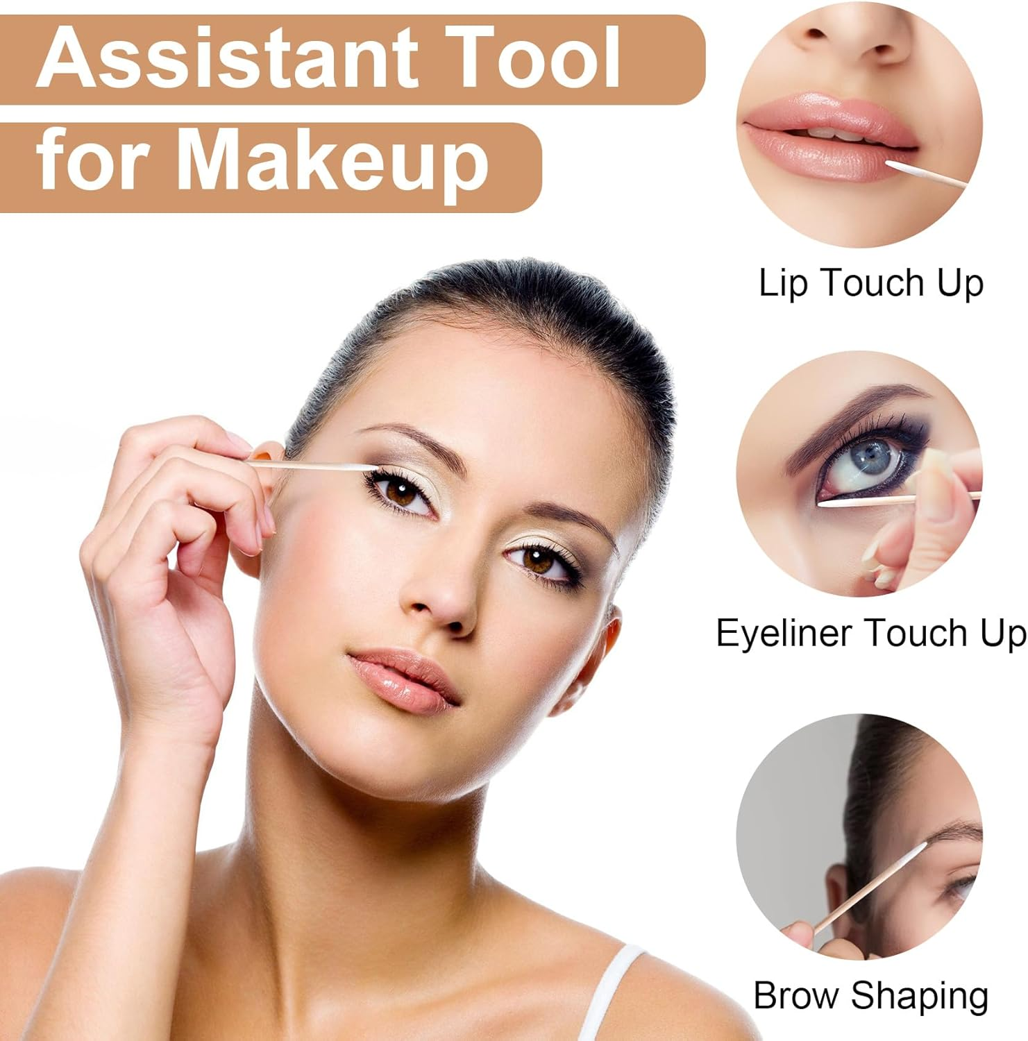 400 Pcs Pointed Cotton Swabs, Cotton Swabs Pointed Tips, Pointed Q Tips, Microblading Cotton Sticks, Precision Tip Cotton Swabs for Nails Clean, Makeup, Eyebrow, Tattoo (2.76'') image number 2