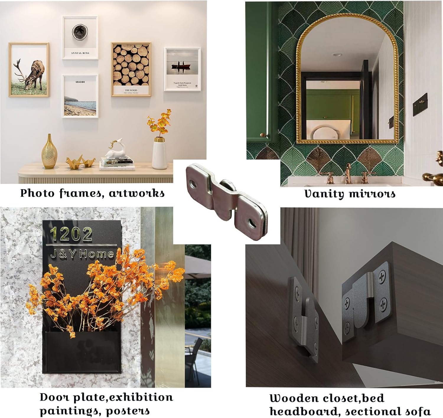 Ymaiss 50Packs Stainless Steel Flush Mount Bracket, Interlocking Photo Frame Hook 44X19Mm Heavy Duty Picture Hangers, Z Clip Bracket, Furniture Connector for Photo Mirrors Wall Mount Hardware