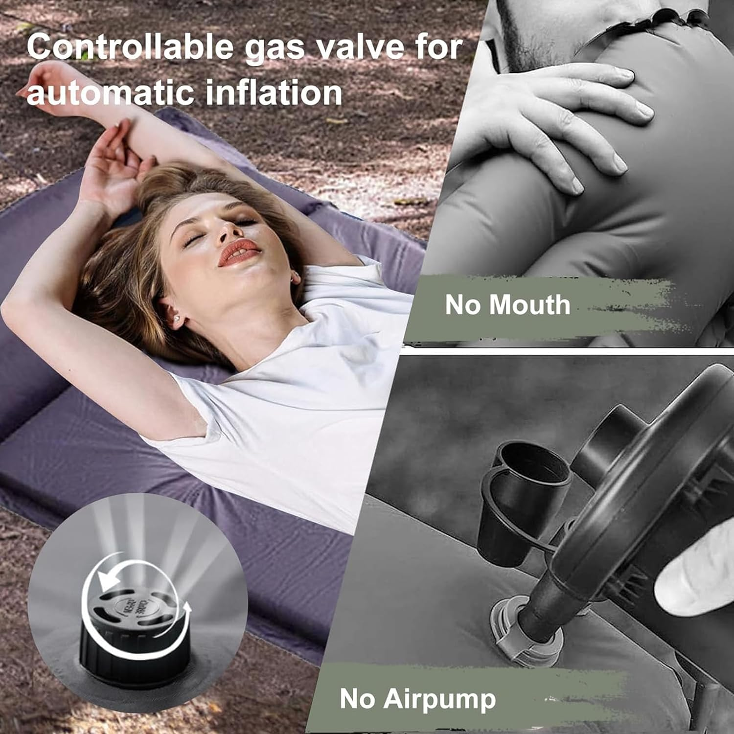 Self Inflating Sleeping Pad, Lightweight Portable Inflatable Camping Lightweight Air Mattress Foam Mattress Sleeping Mat for Tent Camping image number 4