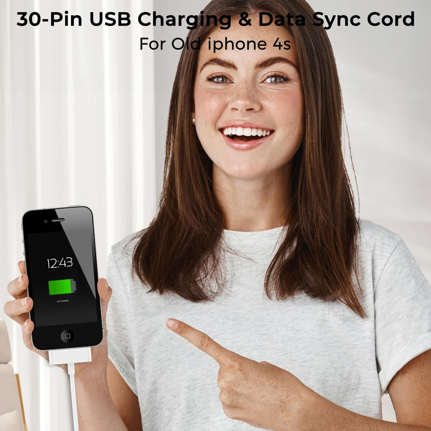 Leonids 1M/3.3Ft 30 Pin Cable for Iphone 4/4S, USB Type a Charging Cable for Iphone 3G/3Gs, Ipad 3/2/1, Ipod(1M) image number 2