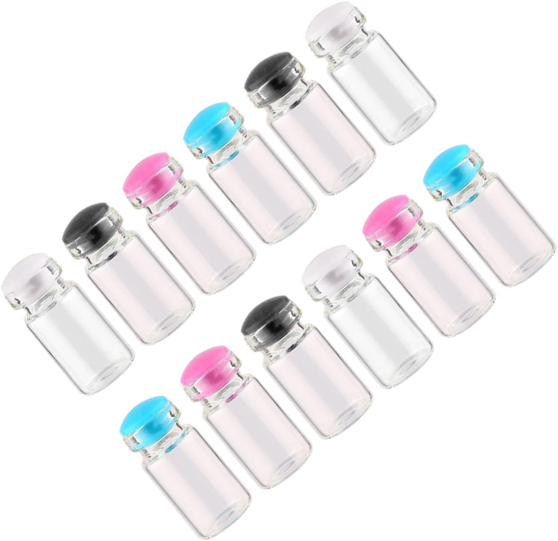 Amosfun 150Pcs Mini Wish Bottle Glass Wish Bottle Silicone Plug for DIY Message Wedding Decorations and Party Favors Random Color