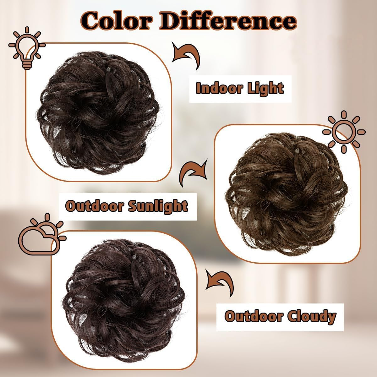 2PCS Messy Bun Hair Piece Curly Bun Hair Piece Hair Bun Extension Bun Wigs for Women Hair Accessories image number 2