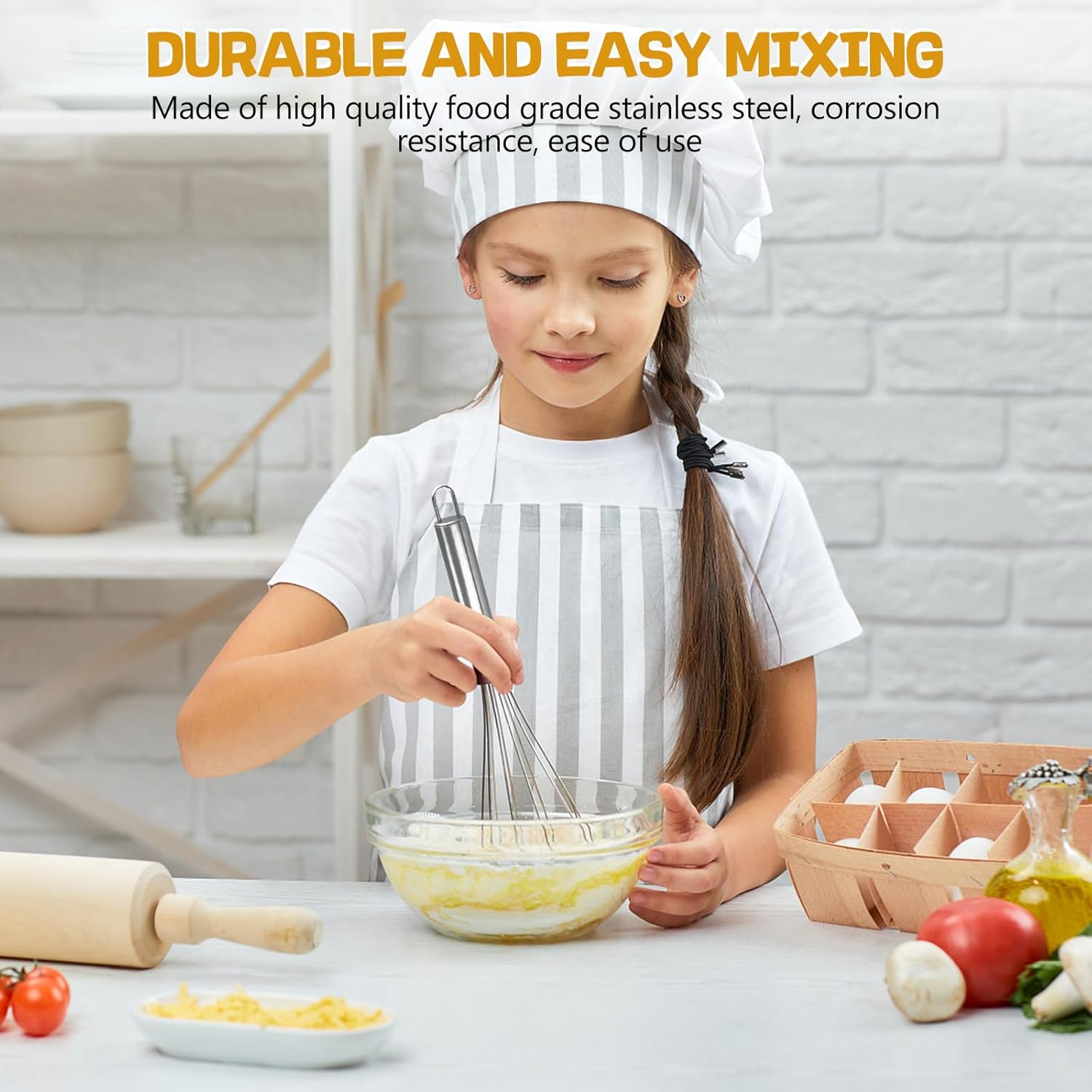 Nilehome Stainless Steel Whisk Set 8" 10" Hand Blender + 12" Semi-Automatic Rotary Kitchen Whisk Kitchen Wisk Wire Whisks for Cooking, Whisking, Blending, Beating, Stirring- 3 Pack... image number 1