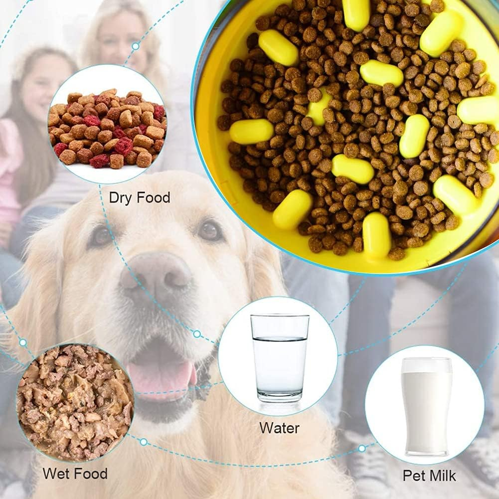 Dog Feeder Slow Eating Pet Bowl Eco-Friendly Durable Non-Toxic Preventing Choking Healthy Design Bowl for Dog Pet Slow Feeder&hellip; (Yellow) image number 1
