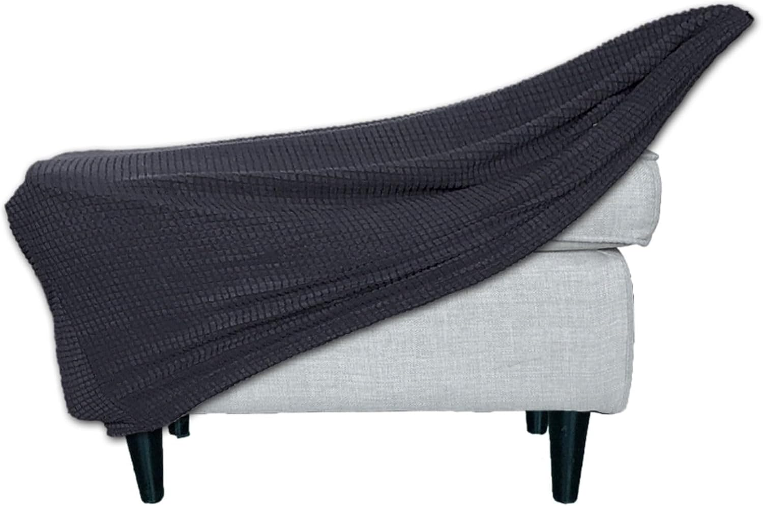 Stretch Ottoman Cover Slipcover Rectangle Small/Large Footrest Sofa Slipcovers Stool Covers Footstool Protector Covers Removable Washable(Black,Large) image number 5